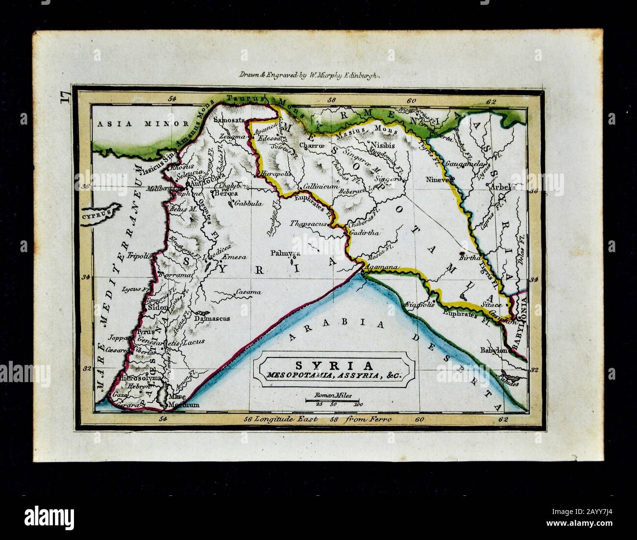 1832 Murphy-Karte Antikes Syrien Mesopotamien Assyrien Babylon Iran Irak Stockfoto