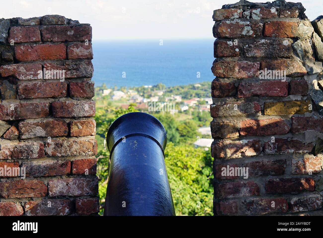 Ein Canon in Fort King George Scarborough in Trinidad und Tobago Stockfoto