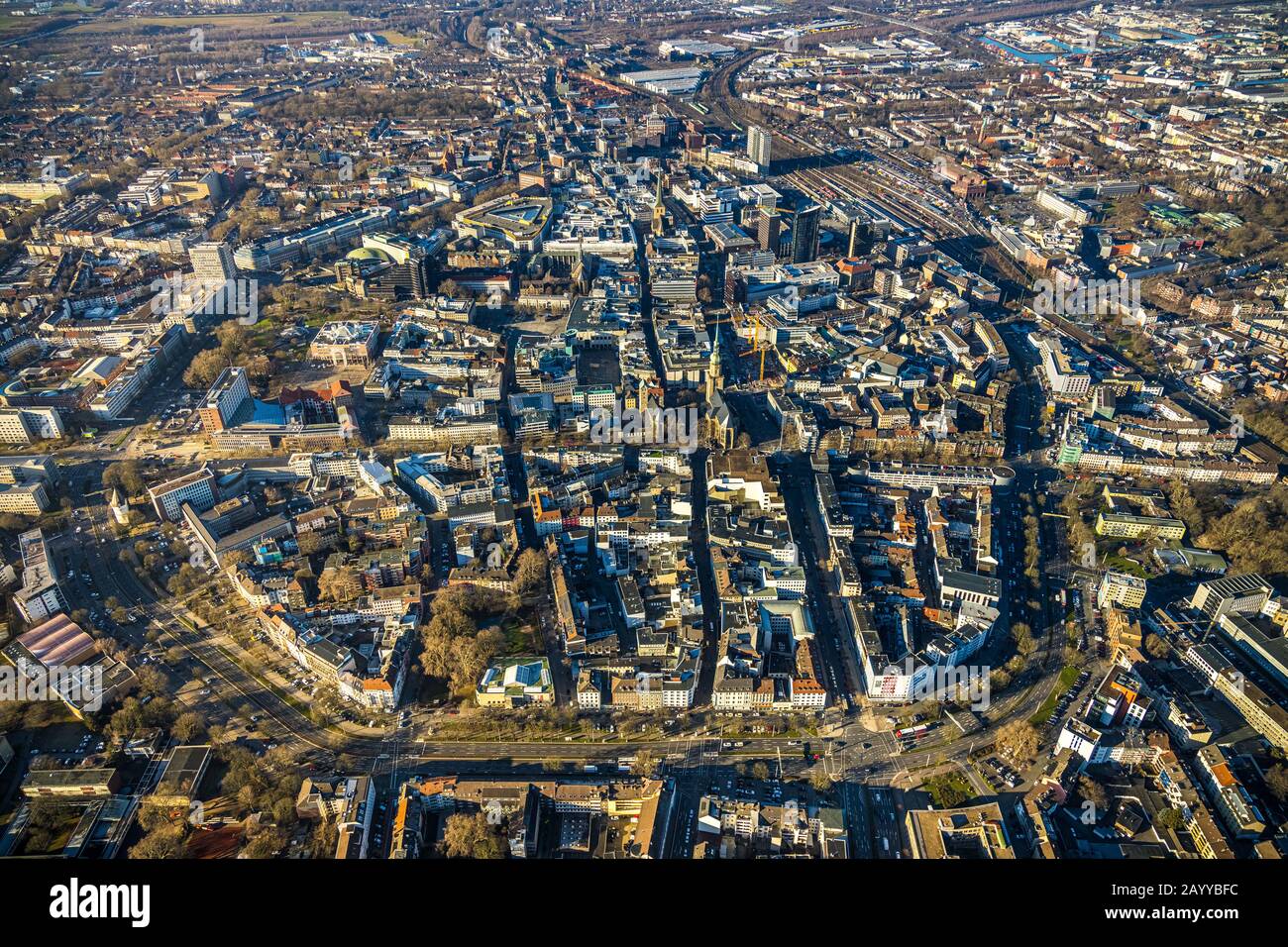 Luftbild, Übersicht Innenstadt, Stadt, Dortmund, Ruhrgebiet, Nordrhein-Westfalen, Deutschland, DE, Europa, Vogelperspektive, Luftbild, Luftbild Stockfoto