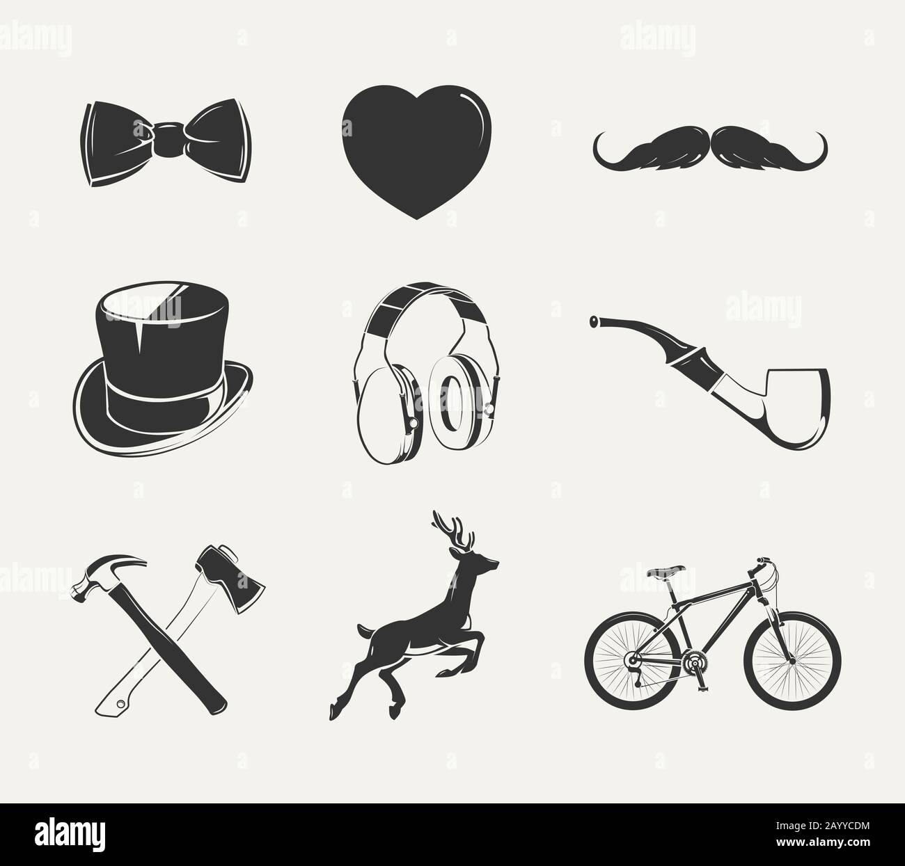 Vektorelemente für klassische Hüftmarkierungen. Hipster Element für Label und Emblem, Hipter Objects klassische Illustration Stock Vektor