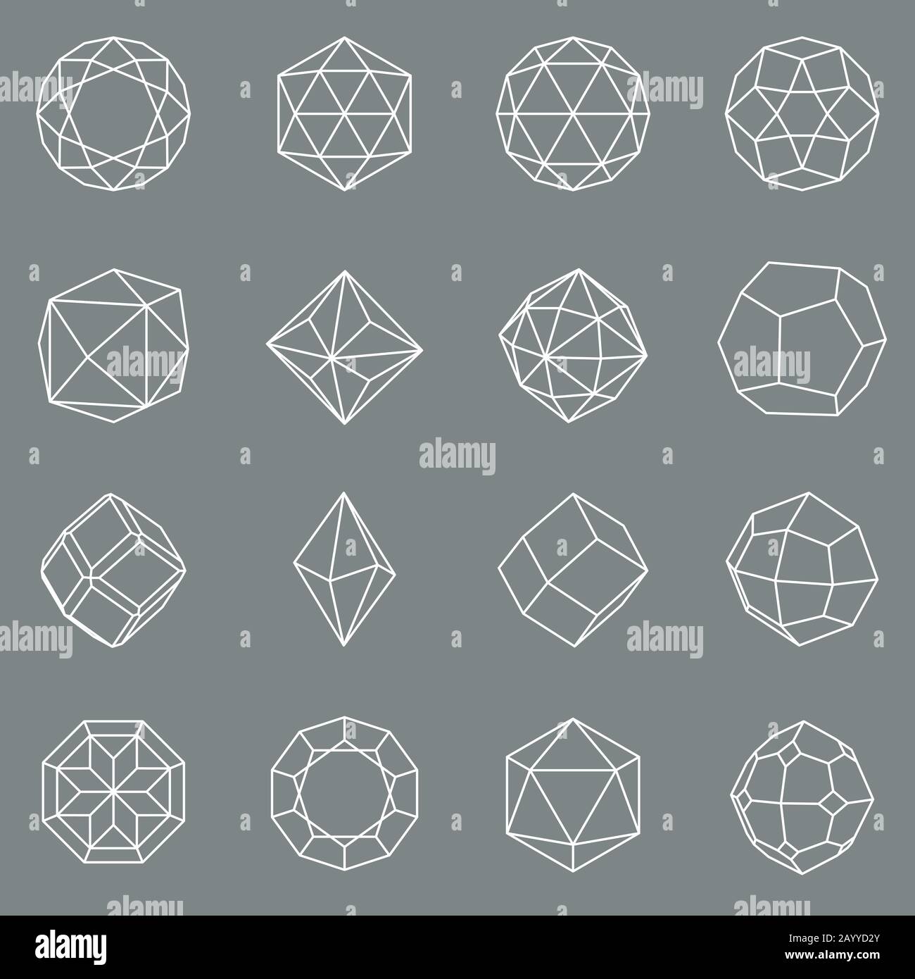 Schmuckstein geometrische Formen gesetzt. Linearer Polygonstein oder Diamant,  Vektorgrafiken Stock-Vektorgrafik - Alamy