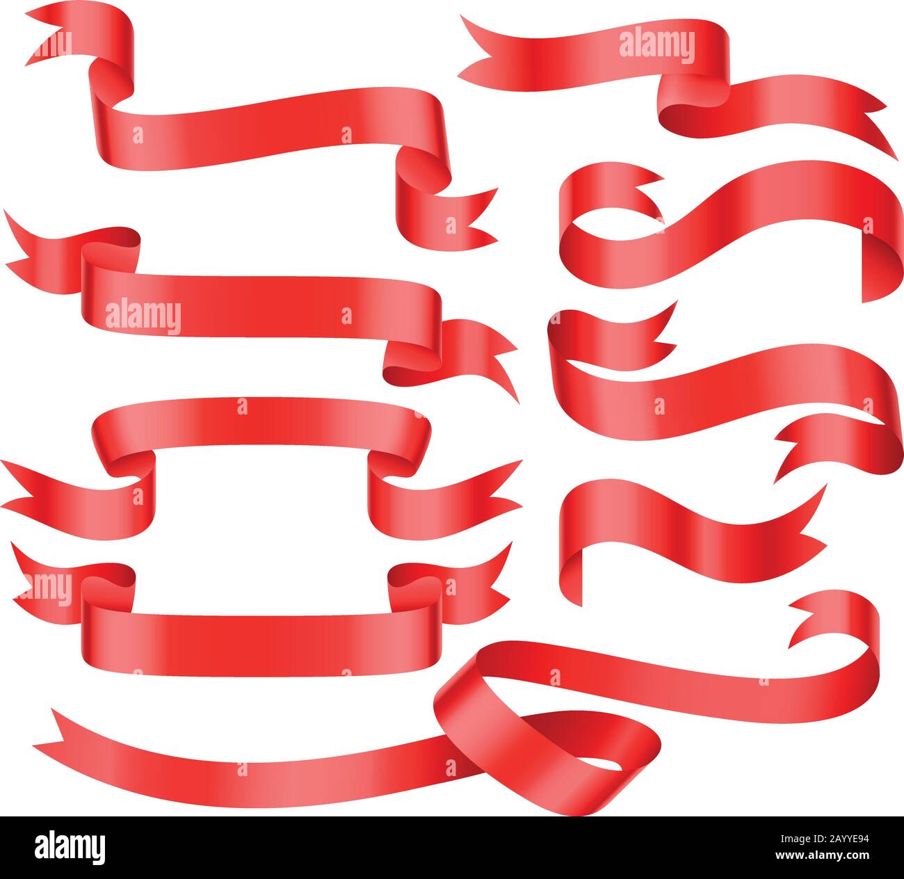 Rote leuchtend glänzende Farbbandmuster Vektor-Banner. Band für festliche und gruppengewellte Satin- oder Seidenbandillustration Stock Vektor