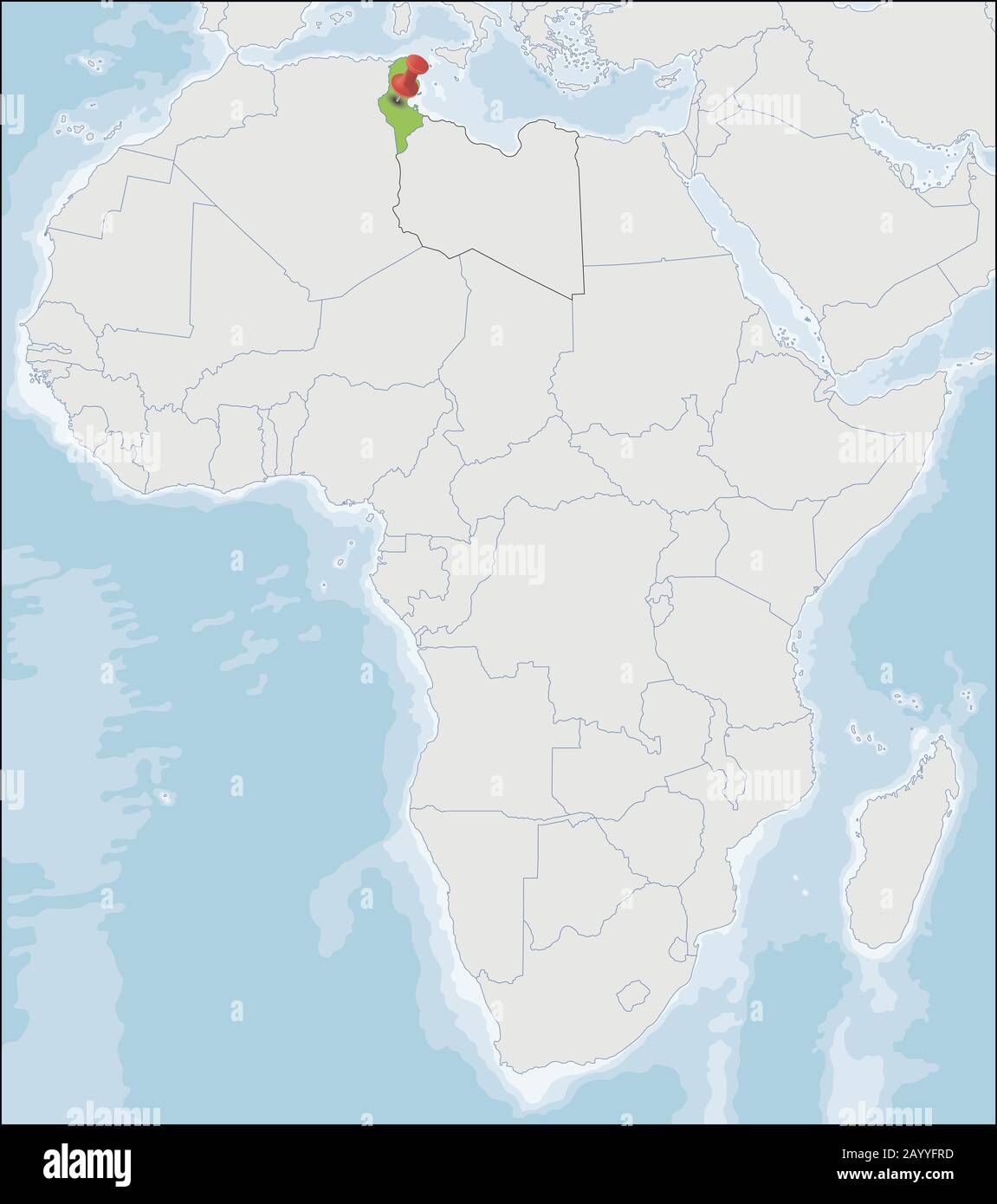 Lage der Tunesischen Republik auf der Afrika-Karte Stock Vektor