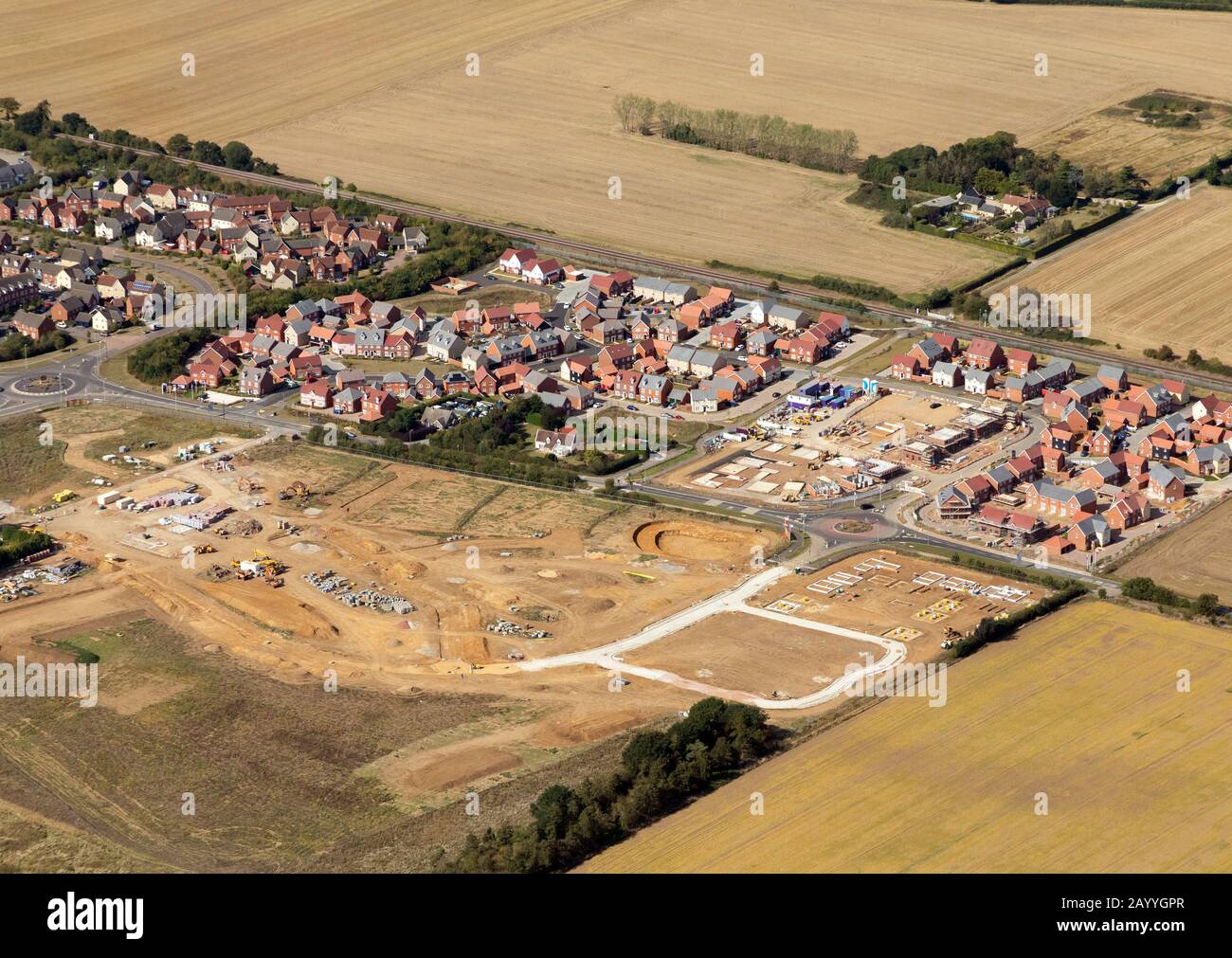 Neue Wohnungen werden auf dem Moreton Hall Estate, Suffolk, Bury St Edmunds, Großbritannien, gebaut Stockfoto