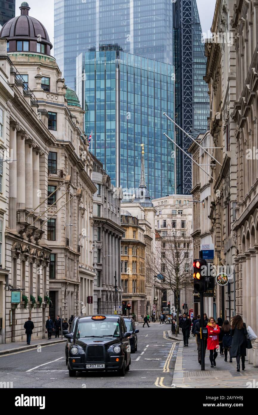 Gresham Street im City of London Financial District Stockfoto