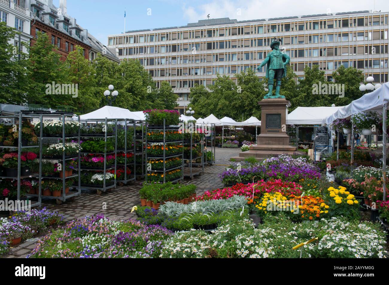 Statue von Christian IV. (12. April 1577 bis 28. Februar 1648) in Oslo, Norwegen, der von 1588 bis zu seinem Tod König von Dänemark und Norwegen war. Stockfoto
