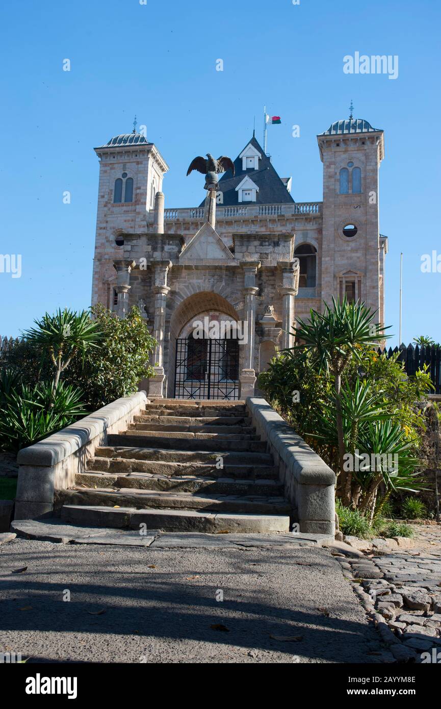 Die Rova von Antananarivo (Queens Palace) wurde im November 1995 in Antananarivo, der Hauptstadt von Madagaskar, durch einen Brand zerstört. Stockfoto