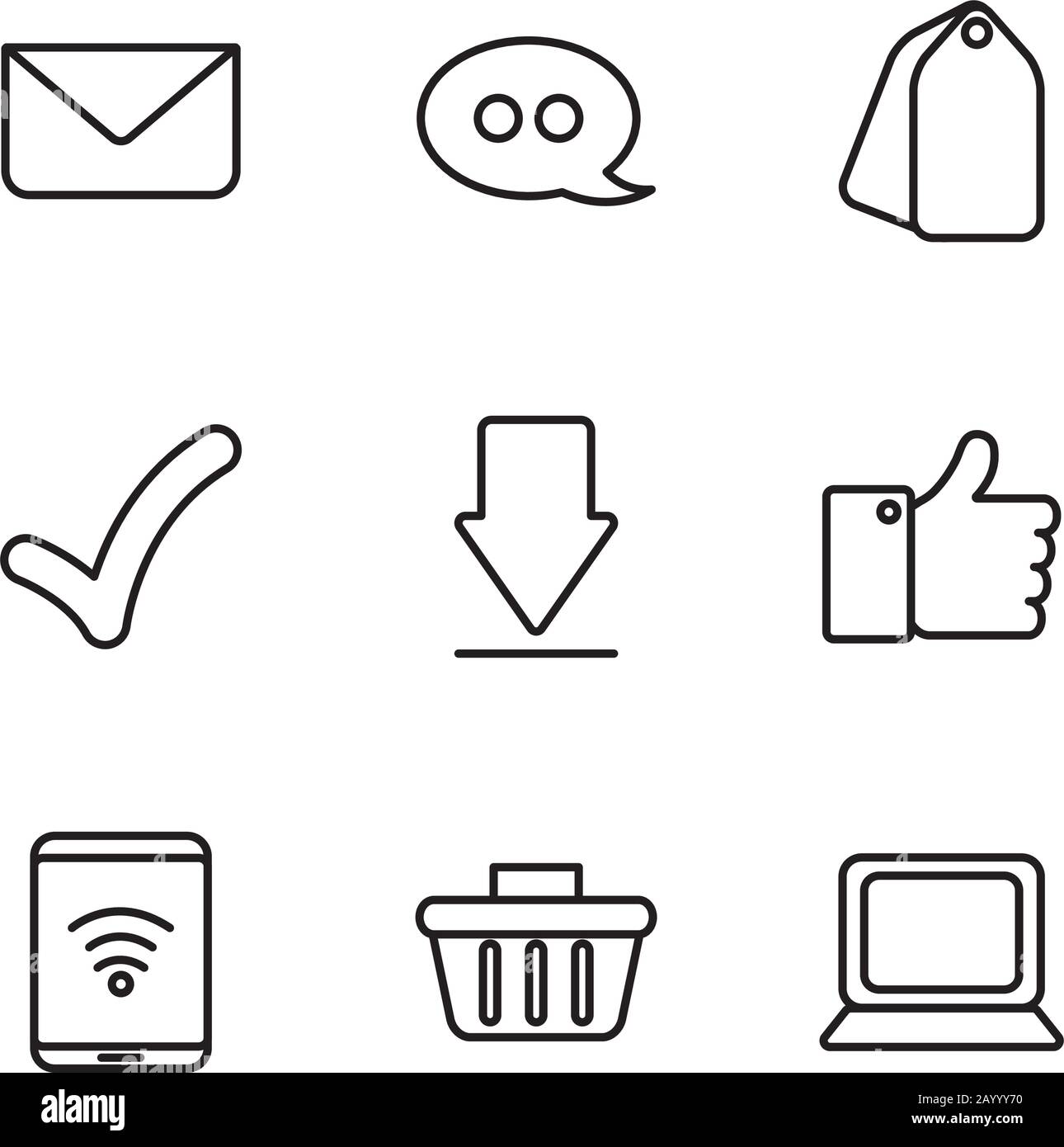 Linienart Symbolsatz Design, Social Media Multimedia Kommunikation Digital Marketing