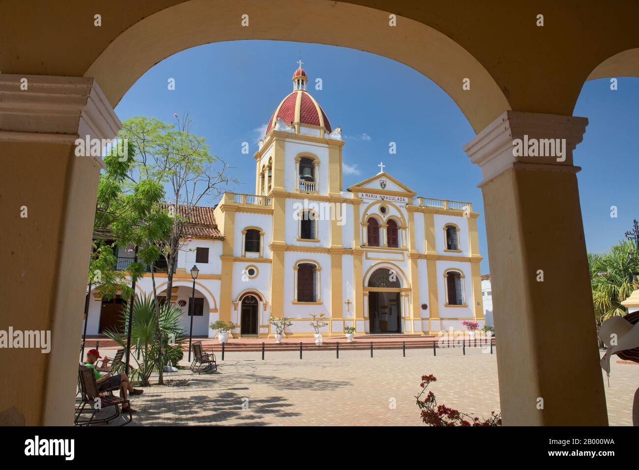 Kirche der Unbefleckten Empfängnis im kolonialen Santa Cruz de Mompocks, Bolivar, Kolumbien Stockfoto