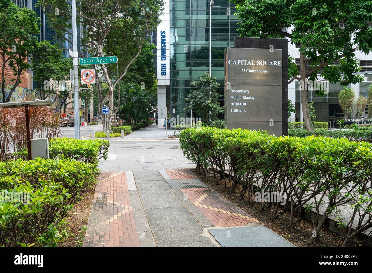 Singapur. Januar 2020. Schild mit dem Geschäftszentrum Capital Square Stockfoto