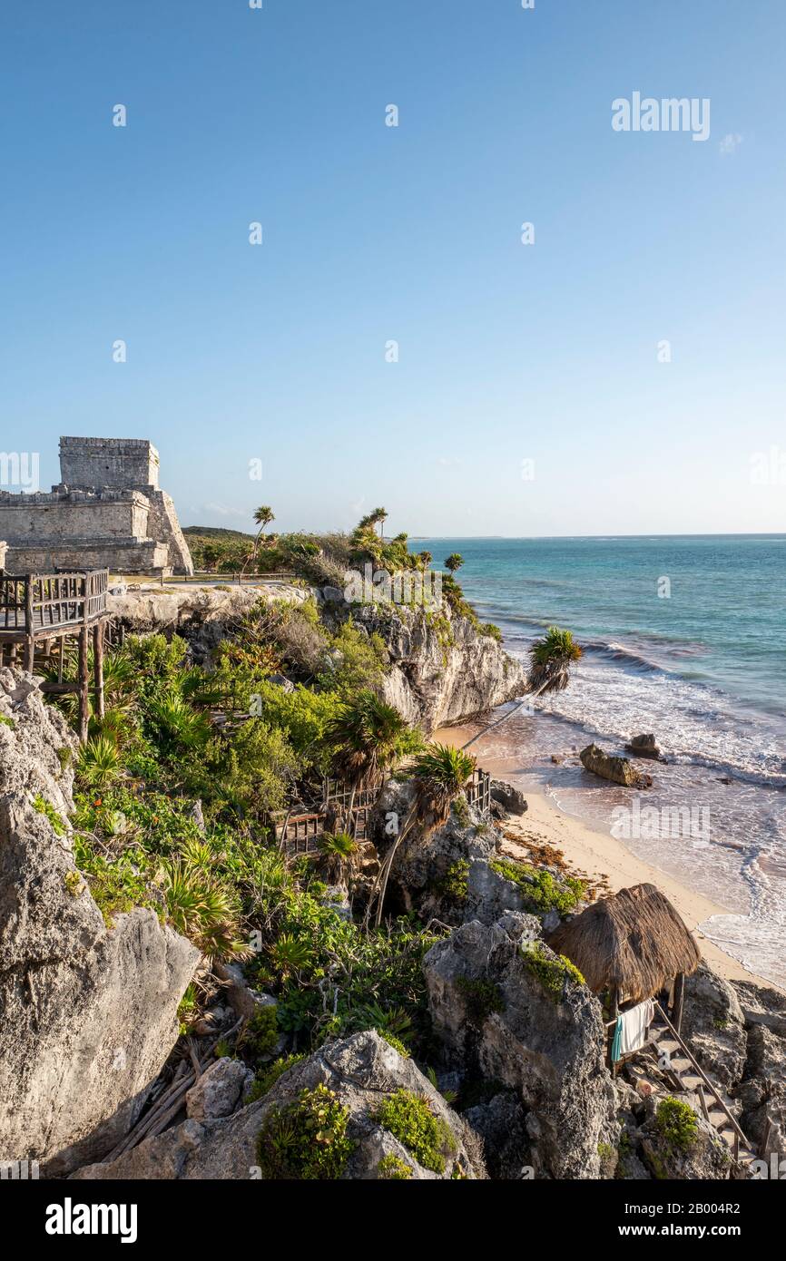 Archäologische Zone von Tulum - Ruinen der Mayan Port City, Quintana Roo, Mexiko Stockfoto