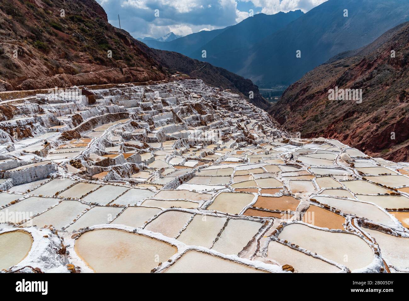 Schöne Maras Salt Mines Peru Südamerika Stockfoto