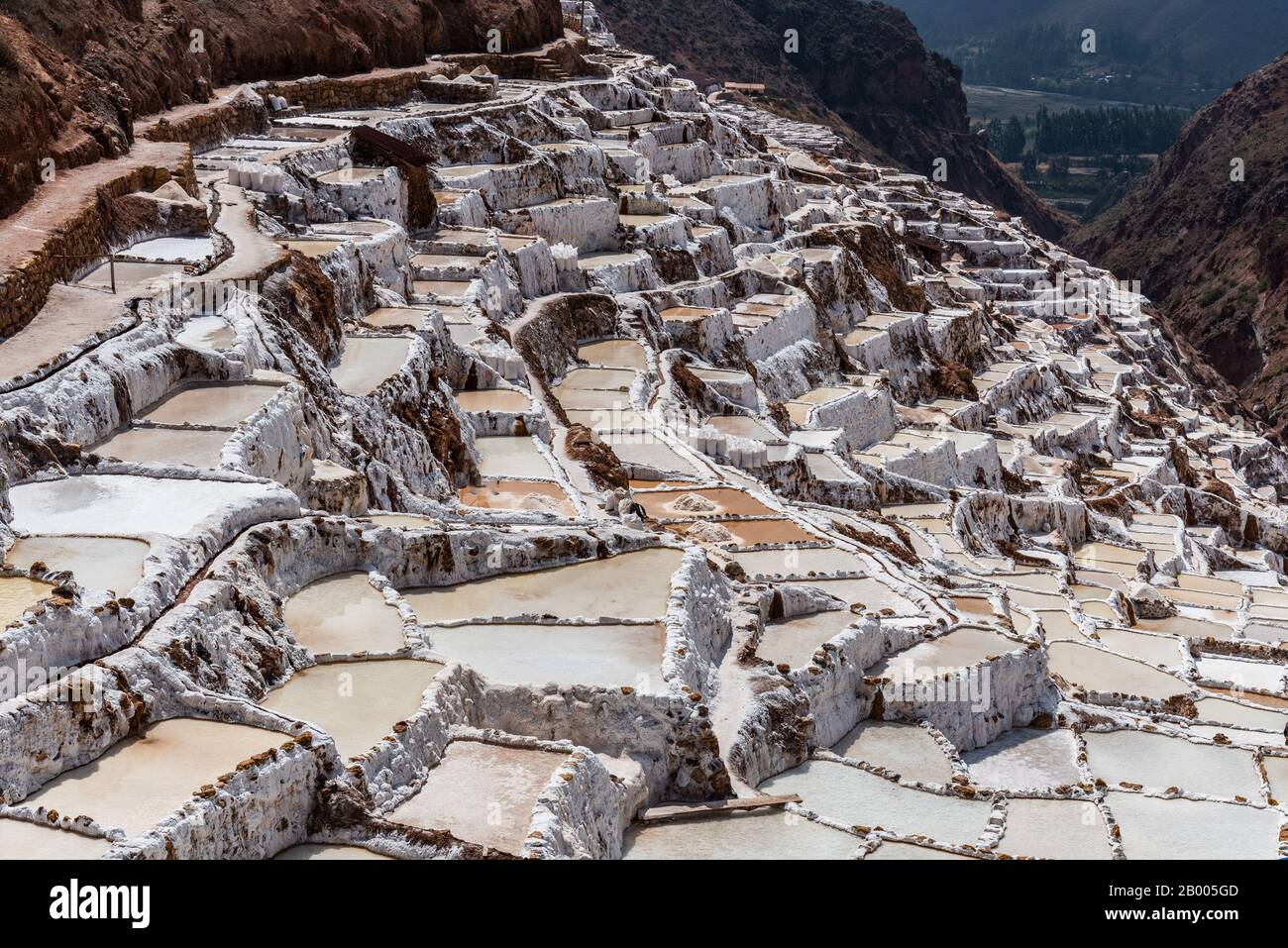 Schöne Maras Salt Flats Peru Südamerika Stockfoto