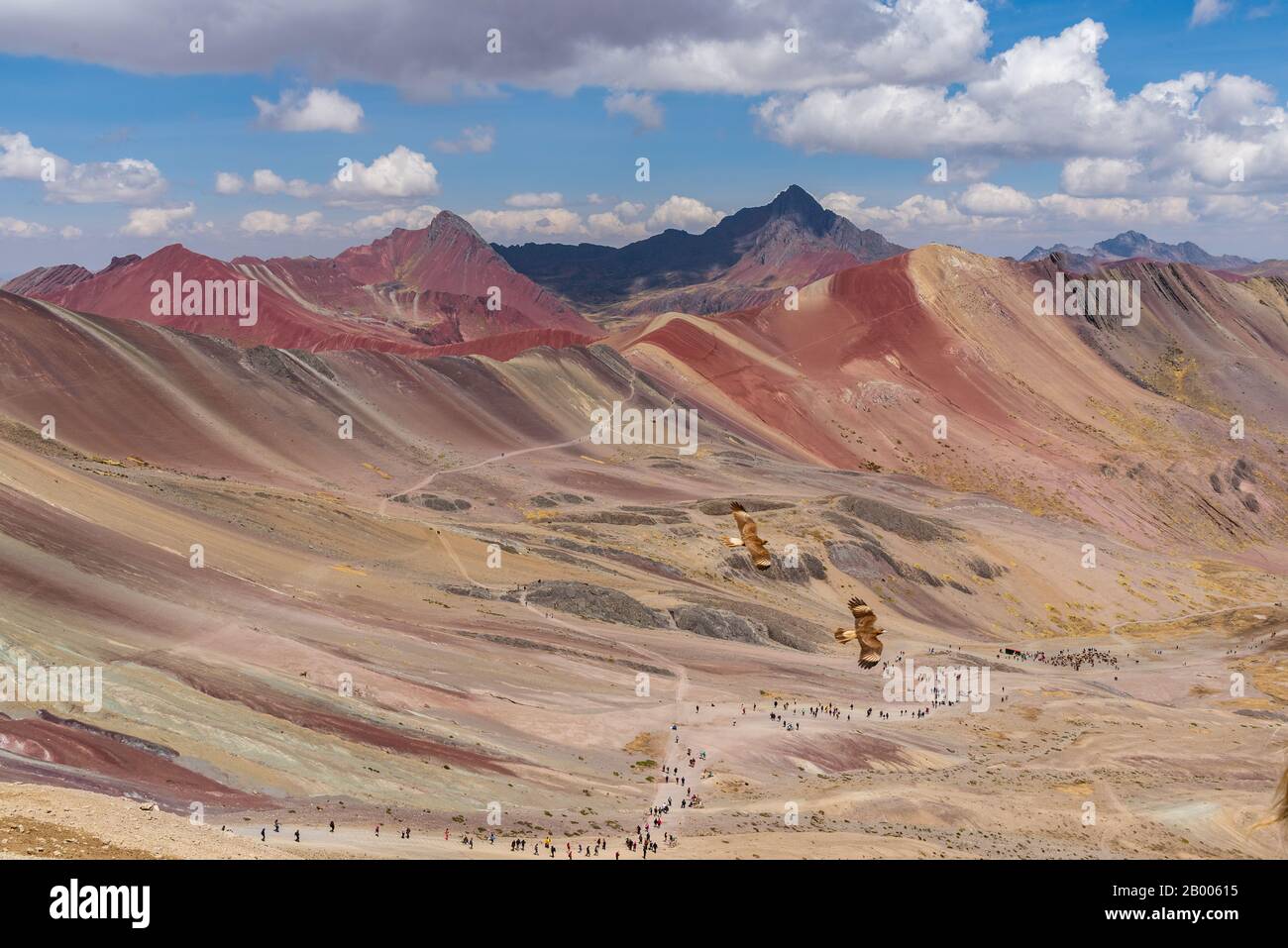 Schöner Blick auf das Rote Tal Peru Südamerika Stockfoto