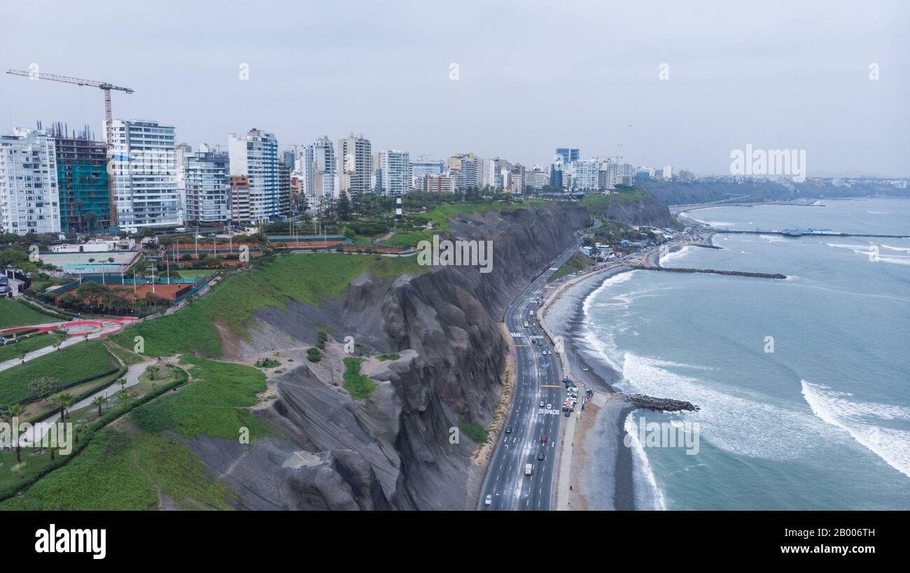 Luftbild der Küste von Lima Peru Südamerika Stockfoto