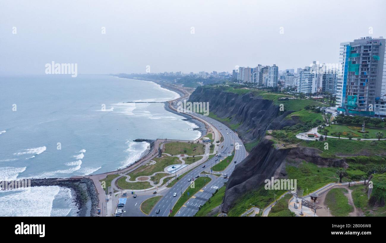Luftbild der Küste von Lima Peru Südamerika Stockfoto