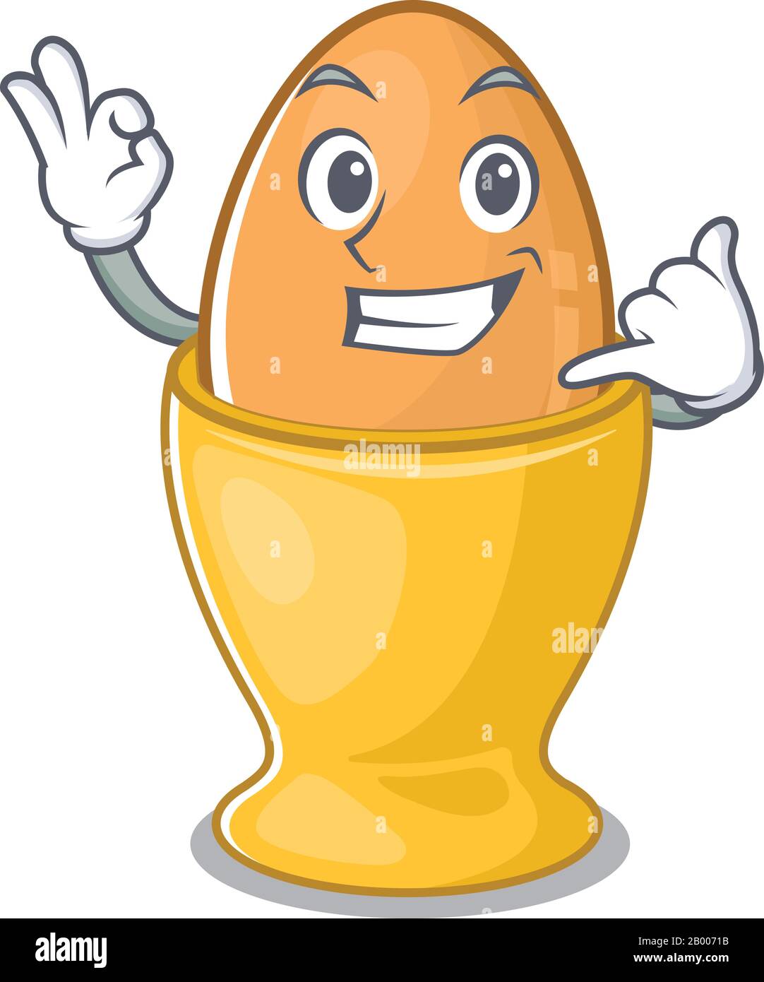 Nennen Sie mich lustige Eierbecher Cartoon-Charakter-Konzept Stock Vektor