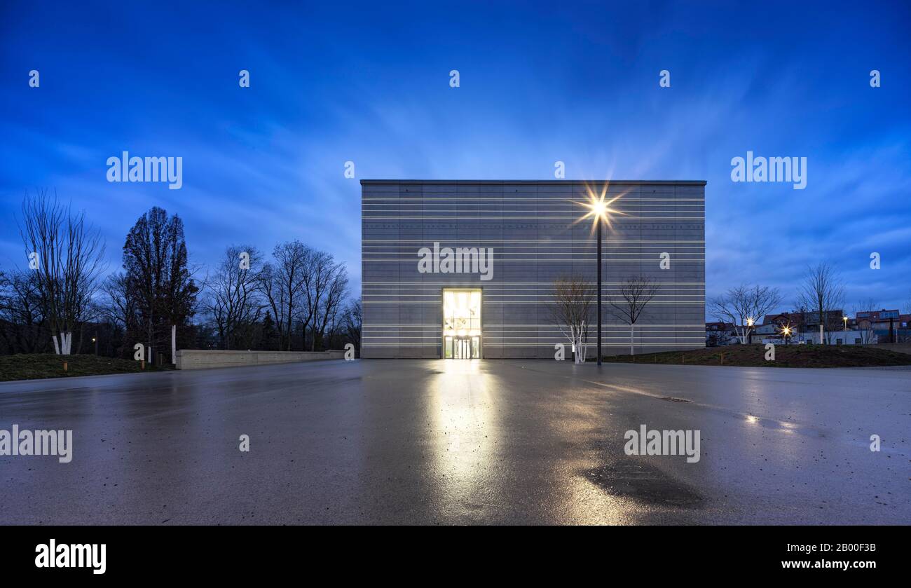 Bauhaus-Museum Weimar, Nachtaufnahme, Weimar, Thüringen, Deutschland Stockfoto