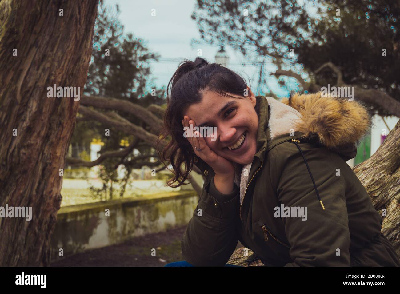 Santarém, Portugal, Februar 2020: Porträt in einem Naturpark. Stockfoto