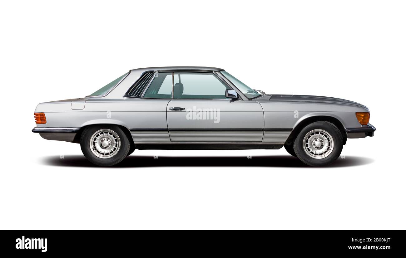 Mercedes-Benz, Klassische deutsche Premium Car Seitenansicht isoliert auf weißem Stockfoto