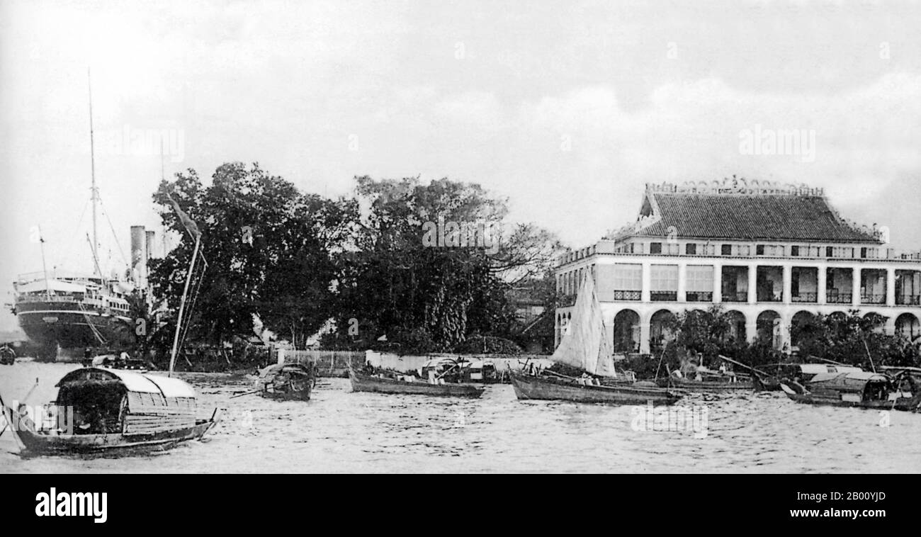 Vietnam: Das Seepostamt am Hafen von Nha Kong, Saigon (Anfang des 20th. Jahrhunderts). 1859 von Frankreich erobert, wurde Saigon von den Franzosen während ihrer kolonialen Besetzung Vietnams beeinflusst, und eine Reihe von klassischen westlichen Gebäuden in der Stadt spiegeln dies so sehr, dass Saigon die "Perle des Fernen Ostens" oder das "Paris im Orient" genannt wurde. 1929 hatte Saigon 123.890 Einwohner, darunter 12.100 Franzosen. Stockfoto