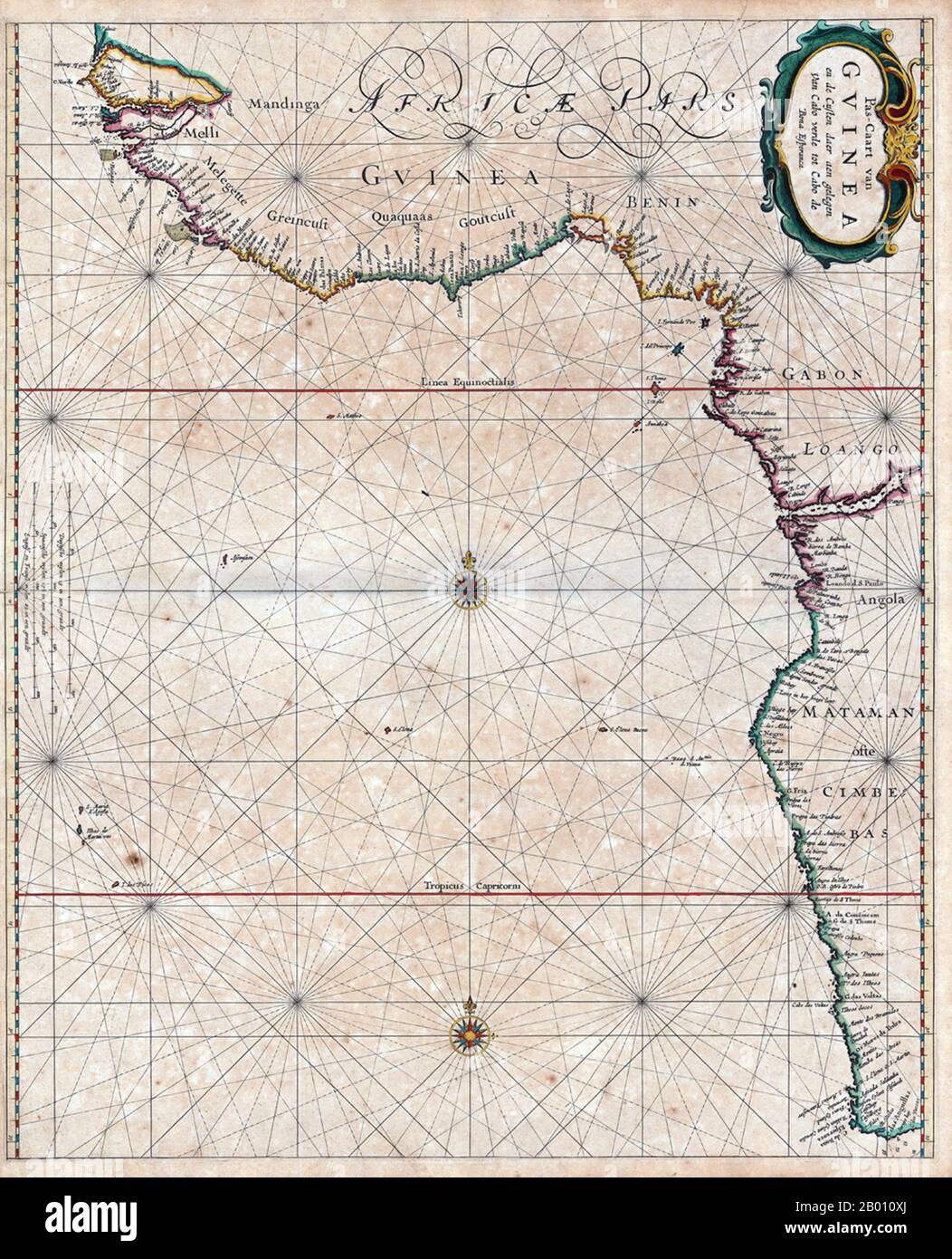 Afrika: Karte der Westküste Afrikas von Pieter Goos (1616-1675), Amsterdam, 1666. Stockfoto