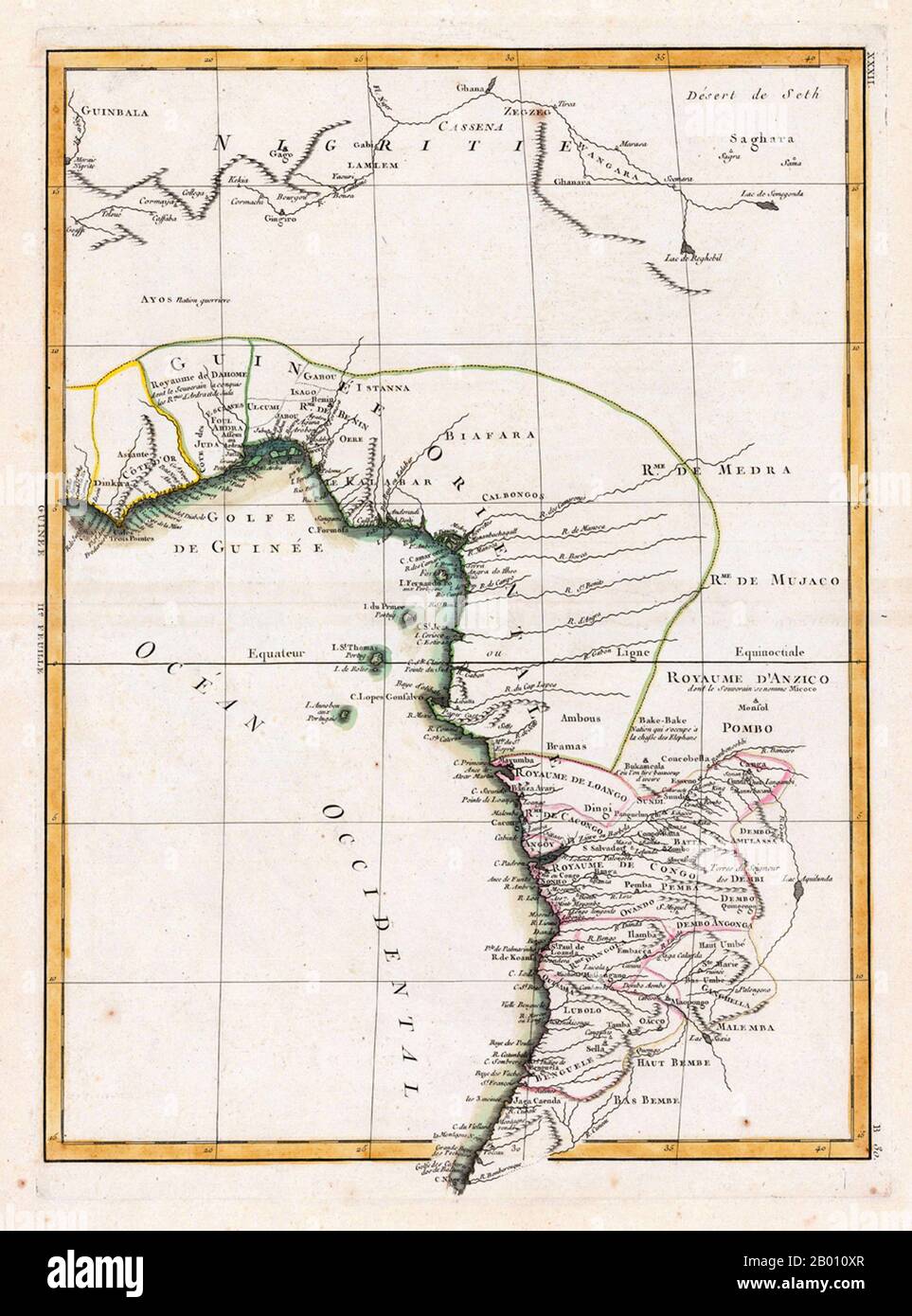 Afrika: Karte von Guinea und Kongo von Rigobert Bonne (1727-1794), Paris, 1771. Stockfoto