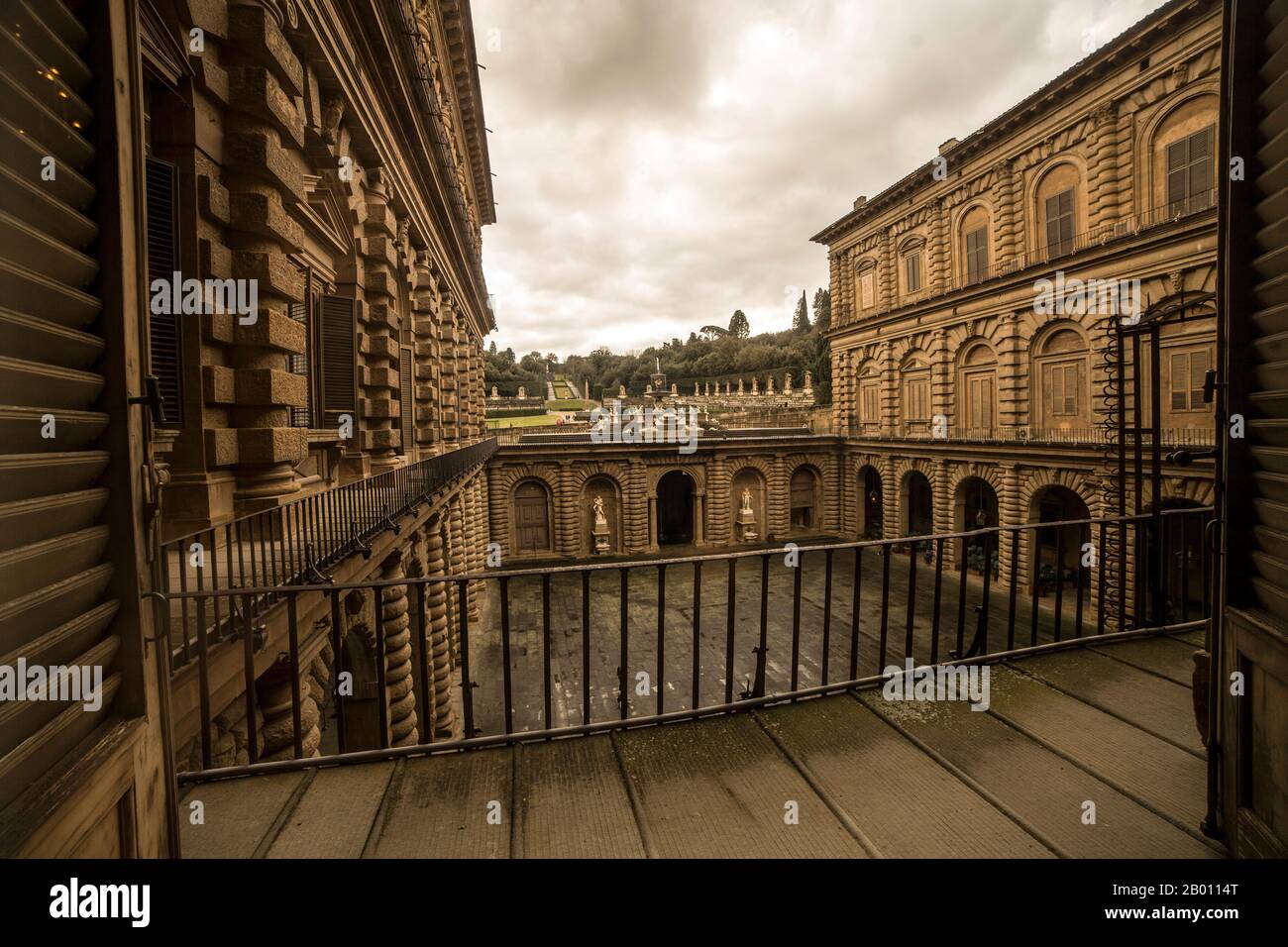 Das Gericht von Pitti Palace, Florenz, Italien. Stockfoto