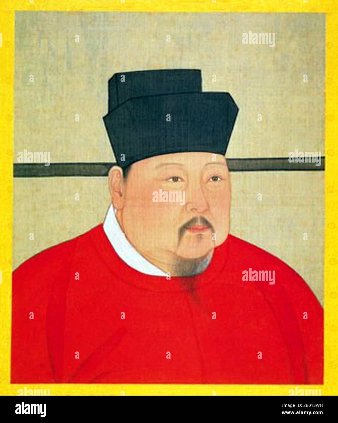 China: Kaiser Zhengzong (Zhao Heng, 23. Dezember 968 - 23. März 1022), 3. Herrscher der (nördlichen) Song Dynastie (r. 997-1022). Hängende Schriftrolle Malerei, c. 997-1022. Zhenzong von Song, persönlicher Name Zhao Heng und früher bekannt als Zhao Dechang, Zhao Yuanxiu und Zhao Yuankan, war der dritte Kaiser der Song Dynastie. Seine Herrschaft war bekannt für die Konsolidierung der Macht und die Stärkung der Dynastie. Das Land florierte, und seine militärische Macht wurde weiter gestärkt. Stockfoto