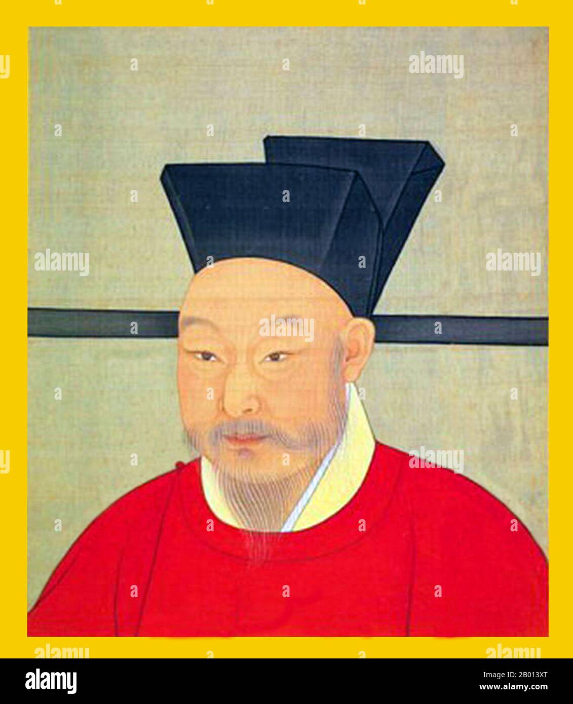 China: Kaiser Guangzong (30. September 1147 - 17. September 1200), 12. Herrscher der Song-Dynastie und 3. Herrscher des südlichen Song (r. 1189-1194). Hängende Schriftrolle Malerei, c. 1189-1194. Kaiser Guangzong, persönlicher Name Zhao Dun, war der 12. Kaiser der südlichen Song Dynastie. Er gab der Stadt Chongqing ihren heutigen Namen, was soviel bedeutet wie „Doppelte Ehre“. Laut Xu Wei begann der Stil des Nanxi-Theaters in seiner Regierungszeit. 1194 wurde er von seiner Großmutter, der Großkaiserin Dowager, gezwungen, seinen Thron aufzugeben, da er sich weigerte, an der Trauerprozession seines Vaters Xiaozong teilzunehmen. Stockfoto China: Kaiser Guangzong (30. September 1147 - 17. September 1200), 12. Herrscher der Song-Dynastie und 3. Herrscher des südlichen Song (r. 1189-1194). Hängende Schriftrolle Malerei, c. 1189-1194. Kaiser Guangzong, persönlicher Name Zhao Dun, war der 12. Kaiser der südlichen Song Dynastie. Er gab der Stadt Chongqing ihren heutigen Namen, was soviel bedeutet wie „Doppelte Ehre“. Laut Xu Wei begann der Stil des Nanxi-Theaters in seiner Regierungszeit. 1194 wurde er von seiner Großmutter, der Großkaiserin Dowager, gezwungen, seinen Thron aufzugeben, da er sich weigerte, an der Trauerprozession seines Vaters Xiaozong teilzunehmen. Stockfoto