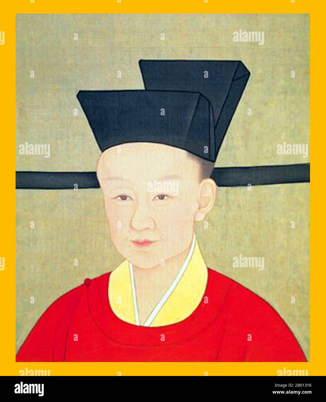 China: Kaiser Duzong (2. Mai 1240 - 12. August 1274), 15. Herrscher der Song-Dynastie und 6. Herrscher des südlichen Song (r. 1264-1274). Hängende Schriftrolle Malerei, c. 1264-1274. Kaiser Duzong, persönlicher Name Zhao Qi und ursprünglich bekannt als Zhao Mengqi und Zhao Zi, war der sechste Kaiser des südlichen Song und der Neffe von Kaiser Lizong. Duzongs Herrschaft wurde von Aufständen, Kriegen und Umwälzungen geplagt. Die Mongolen hatten Jahrzehnte damit verbracht, die Grenzen des südlichen Song zu schikanieren und standen kurz davor, ganz China zu erobern. Währenddessen verschwendete Duzong seine Zeit mit Trinken und Frauen. Stockfoto