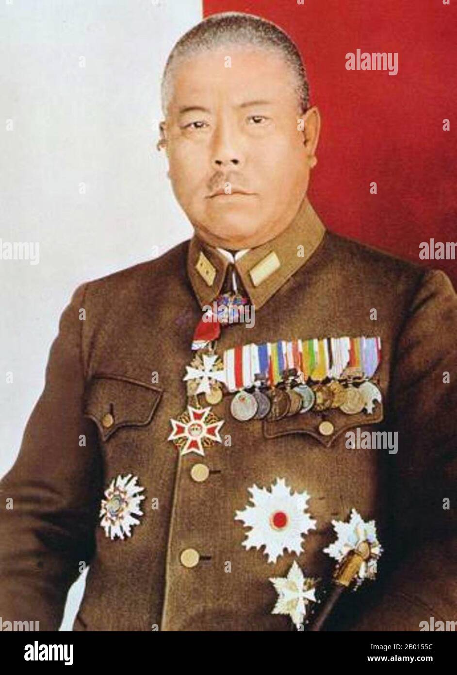 Japan: General Tomoyuki Yamashita (8. November 1885 – 23. Februar 1946), c. 1940er Jahre. General Tomoyuki Yamashita war ein General der japanischen Kaiserlichen Armee während des Zweiten Weltkriegs Er war vor allem dafür bekannt, die britischen Kolonien Malaya und Singapur zu erobern und erhielt den Spitznamen „der Tiger von Malaya“. Er diente in der Mandschurei und Nordchina sowie auf den Philippinen. Im Jahr 1945 wurde er wegen Kriegsverbrechen verurteilt und am 23. Februar 1946 wurde Yamashita im Gefängnis Los Baños, Laguna, 30 Meilen (48 km) südlich von Manila, gehängt. Stockfoto
