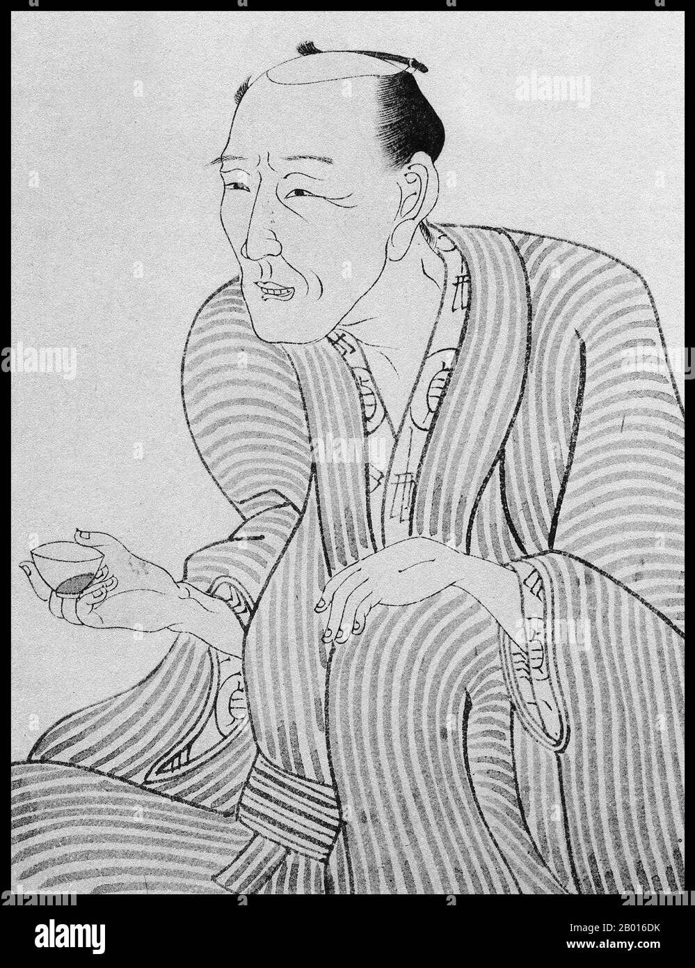 Japan: Porträt des japanischen Schriftstellers Jippensha Ikku (1765. – 12. September 1831). Illustration von Utagawa Kunisada (1786-1865), 19. Jahrhundert. Jippensha Ikku, richtiger Name Shigeta Sadakazu, war eine fruchtbare japanische Schriftstellerin aus der späten Edo-Zeit. Er lebte hauptsächlich in Edo (Tokio) im Dienste von Samurai, verbrachte aber auch einige Zeit in Osaka als Stadtbewohner. Er gehörte zu den produktivsten Schriftstellern von Yellow-Backed Novels (kibyōshi) seiner Zeit - zwischen 1795 und 1801 schrieb er mindestens zwanzig Romane pro Jahr und schrieb danach Sharebon, Kokkeibon und über 360 illustrierte Geschichten (gokan). Stockfoto