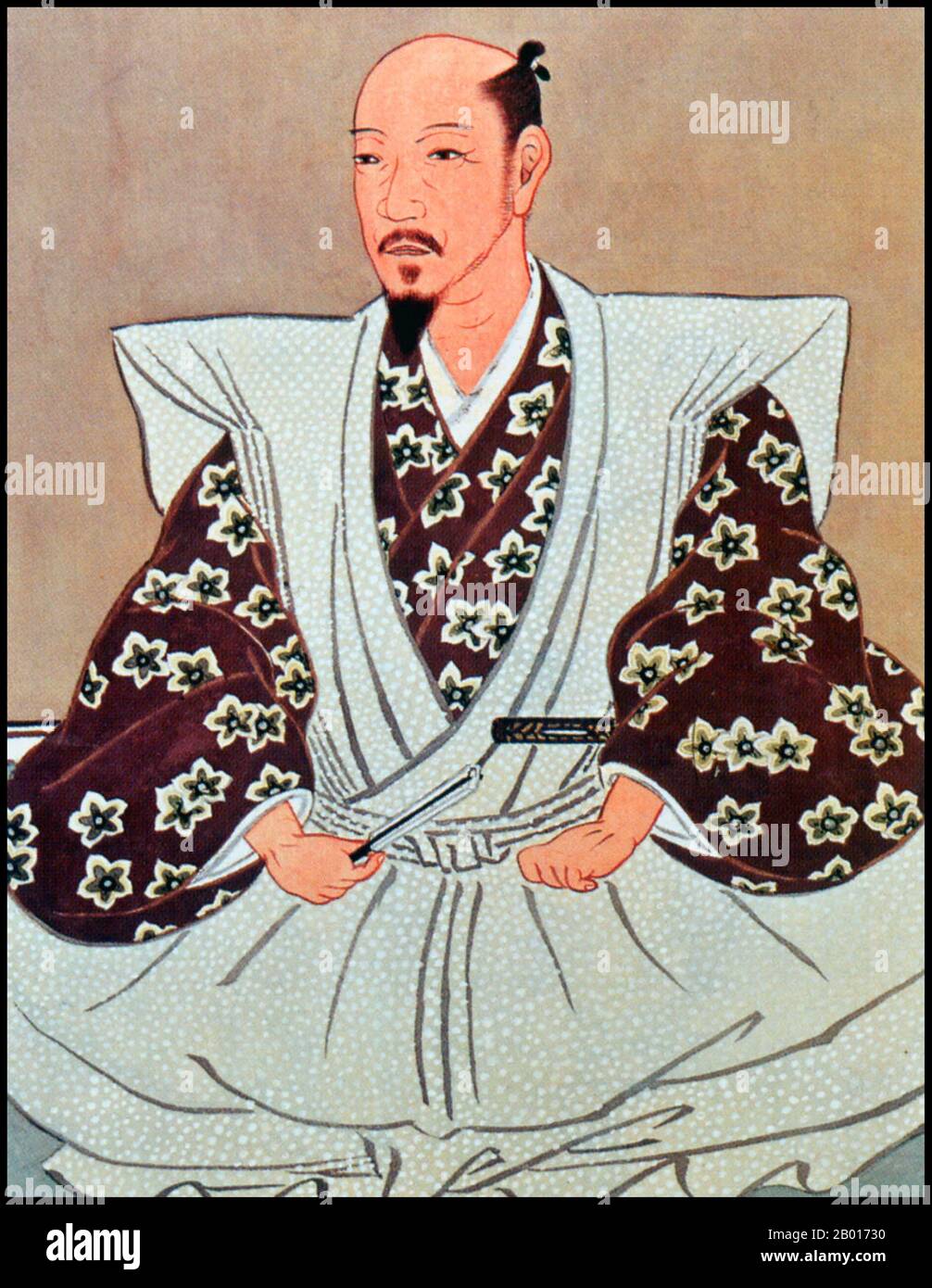 Japan: Kato Kiyomasa (25. Juli 1562 - 2. August 1611), Daimyo von Kumamoto und Erbauer der Burg Kumamoto. Hängende Schriftrolle Malerei, Anfang 17th Jahrhundert. Kato Kiyomasa war ein Daimyo der Sengoku- und Edo-Periode. Als einer von Toyotomi Hideyoshis „Sieben Speere des Shizugatake“ diente er als einer der drei hochrangigen Kommandanten während des Siebenjährigen Krieges (1592-1598) gegen die koreanische Dynastie Joseon. Neben Konishi Yukinaga eroberte er Seoul, Busan und viele andere wichtige Städte. Er besiegte die letzten koreanischen Stammgäste in der Schlacht am Fluss Imjin und beruhigte Hamgyong. Stockfoto
