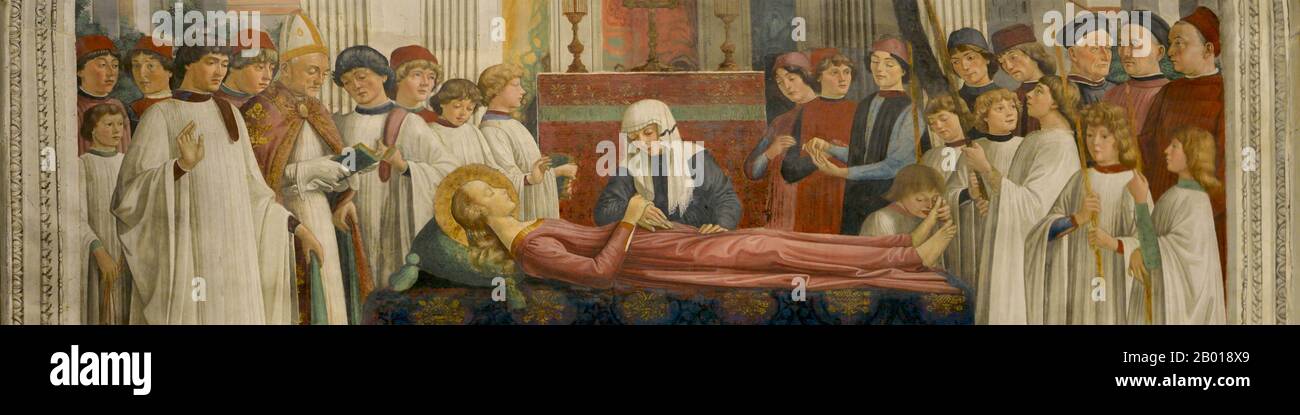 San Gimignano Collegiatskirche (Domenico Ghirlandaio, Esequie di Santa Fina) UNESCO-Weltkulturerbe - Toskana, Italien, Europa Stockfoto