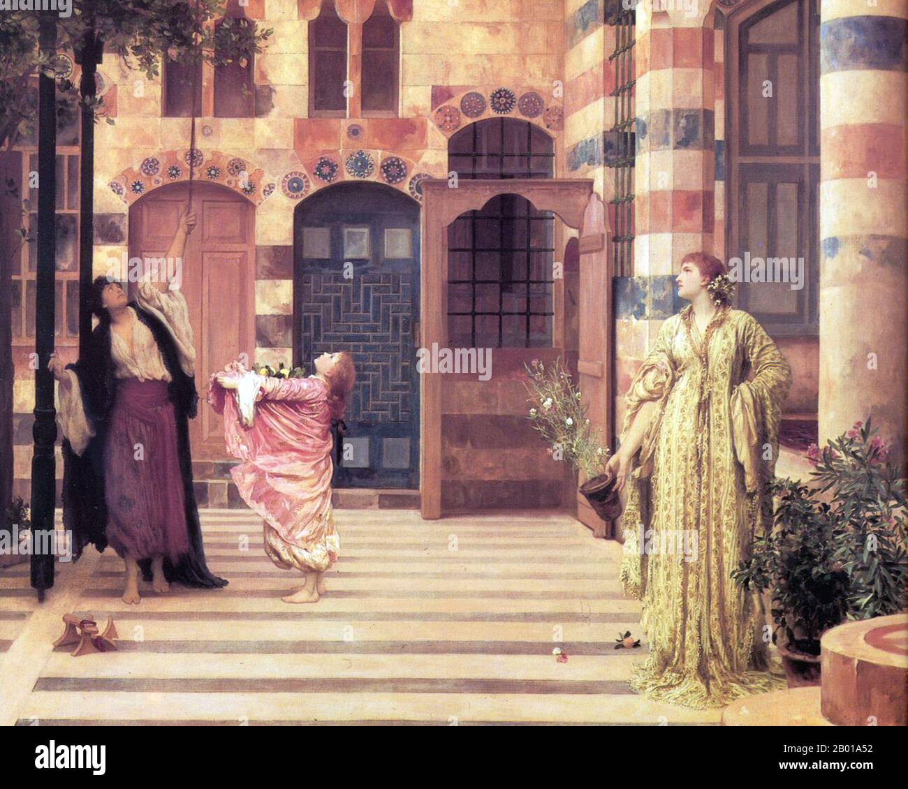 Syrien: 'Altes Damaskus, Judenviertel'. Detail des Öls auf Leinwand von Lord Frederic Leighton (3. Dezember 1830 - 25. Januar 1896), 1874. Syrische Juden sind Juden, die in der Region des modernen Staates Syrien leben, und ihre Nachkommen, die außerhalb Syriens geboren wurden. Syrische Juden stammen aus zwei Gruppen: Aus den Juden, die die Region des heutigen Syrien aus der Antike bewohnten (bekannt als Musta'arabi-Juden, manchmal auch als Mizrahi-Juden klassifiziert); und aus den Sephardi-Juden, die nach der Vertreibung aus Spanien im Jahr 1492 nach Syrien flohen. Stockfoto Syrien: 'Altes Damaskus, Judenviertel'. Detail des Öls auf Leinwand von Lord Frederic Leighton (3. Dezember 1830 - 25. Januar 1896), 1874. Syrische Juden sind Juden, die in der Region des modernen Staates Syrien leben, und ihre Nachkommen, die außerhalb Syriens geboren wurden. Syrische Juden stammen aus zwei Gruppen: Aus den Juden, die die Region des heutigen Syrien aus der Antike bewohnten (bekannt als Musta'arabi-Juden, manchmal auch als Mizrahi-Juden klassifiziert); und aus den Sephardi-Juden, die nach der Vertreibung aus Spanien im Jahr 1492 nach Syrien flohen. Stockfoto