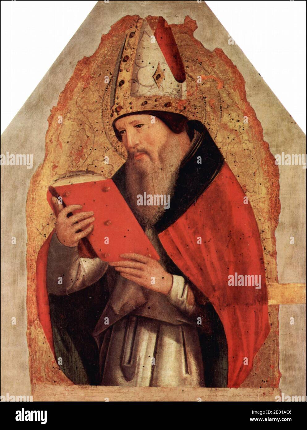 Algerien: Hl. Augustinus von Hippo Regius (13. November 354 - 28. August 430). Tempera auf Tafelbild von Antonello da Messina (c. 1430-1479), 1473. Augustinus von Hippo (Aurelius Augustinus Hipponensis), auch bekannt als Augustinus, St. Augustine, St. Austin, St. Augoustinos, Seligen Augustinus oder St. Augustine der Selige, war Bischof von Hippo Regius, der heutigen Annaba, Algerien. Er war ein lateinsprachiger Philosoph und Theologe, der in der römischen Provinz Afrika lebte. Seine Schriften waren sehr einflussreich in der Entwicklung des westlichen Christentums. Stockfoto