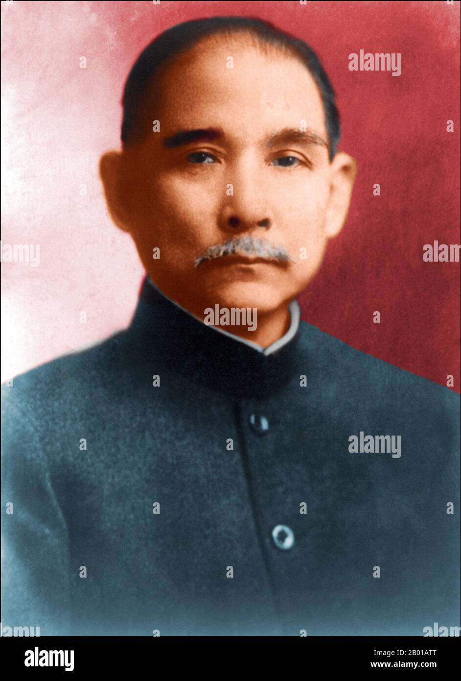 Sun Yat-sen war ein chinesischer revolutionärer und politischer Führer. Als der wichtigste Pionier des nationalistischen China wird Sun häufig als der Gründervater des republikanischen China bezeichnet. Sun spielte eine entscheidende Rolle beim Sturz der Qing-Dynastie, der letzten kaiserlichen Dynastie. Sun war der erste provisorische Präsident, als die Republik China (ROC) 1912 gegründet wurde und später die Chinesische Nationale Volkspartei oder Kuomintang (KMT) mitbegründete, wo er als erster Führer diente. Sun war eine einigende Figur im postimperialen China und wird von beiden Seiten der Taiwan-Straße verehrt. Stockfoto