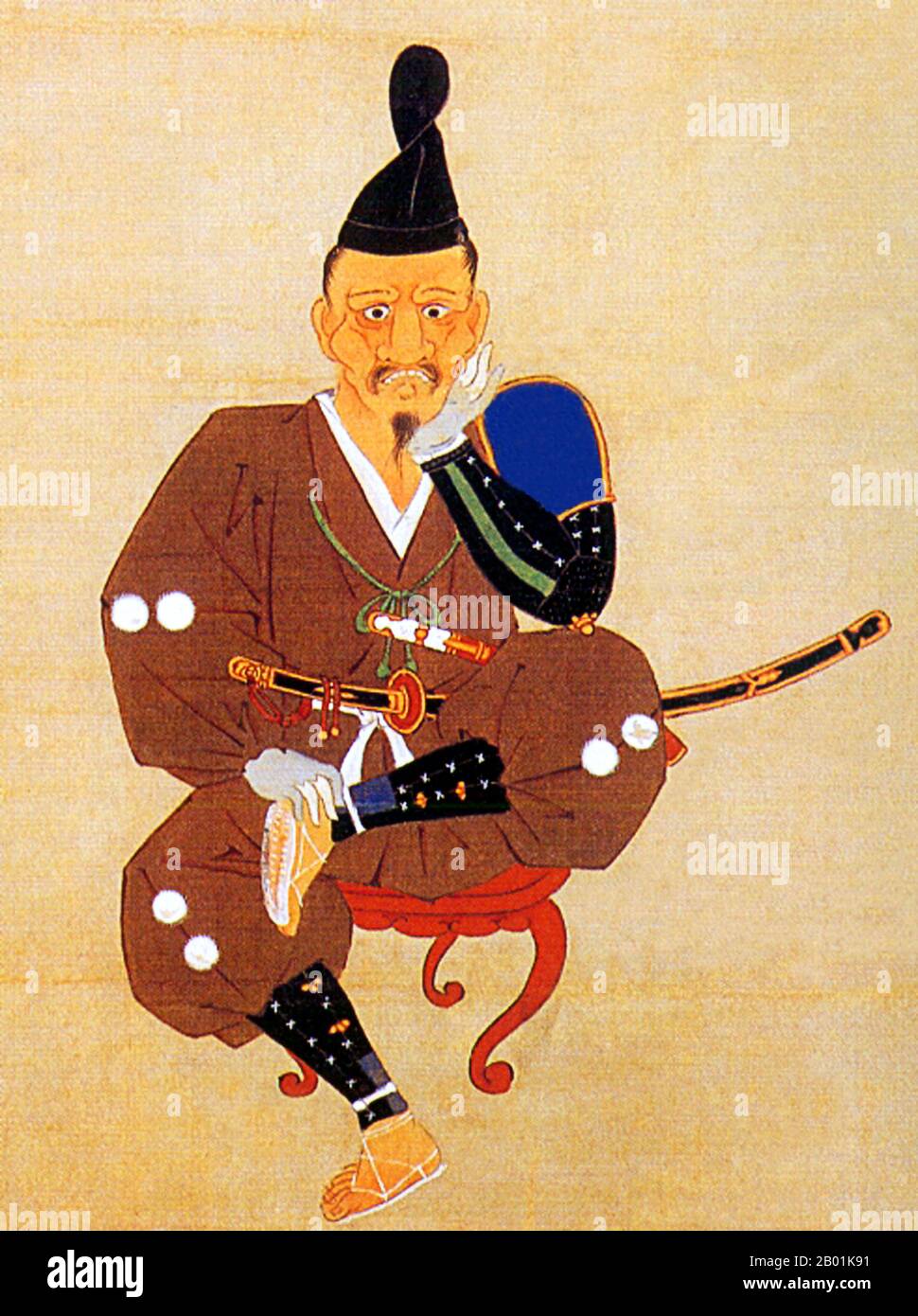 Japan: "Shikamizō". Tokugawa Ieyasu (31. Januar 1543 – 1. Juni 1616) nach seiner Niederlage in Mikatagahara (25. Januar 1573) durch die Truppen von Takeda Shingen. Malerei, ca. 1573. Tokugawa Ieyasu war der Gründer und erste Shogun des Tokugawa-Shogunats von Japan, das von der Schlacht bei Sekigahara 1600 bis zur Meiji-Restauration 1868 regierte. Ieyasu übernahm 1600 die Macht, erhielt 1603 die Ernennung zum Shogun, trat 1605 aus dem Amt ab, blieb aber bis zu seinem Tod 1616 an der Macht. Ieyasu wurde posthum in Nikkō Tōshō-gū unter dem Namen Tōshō Daigongen festgeschrieben. Stockfoto