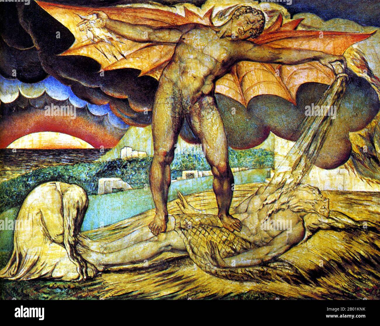 England: „Satan smiting Job with Sore Boils“. Tempera auf Mahagoni