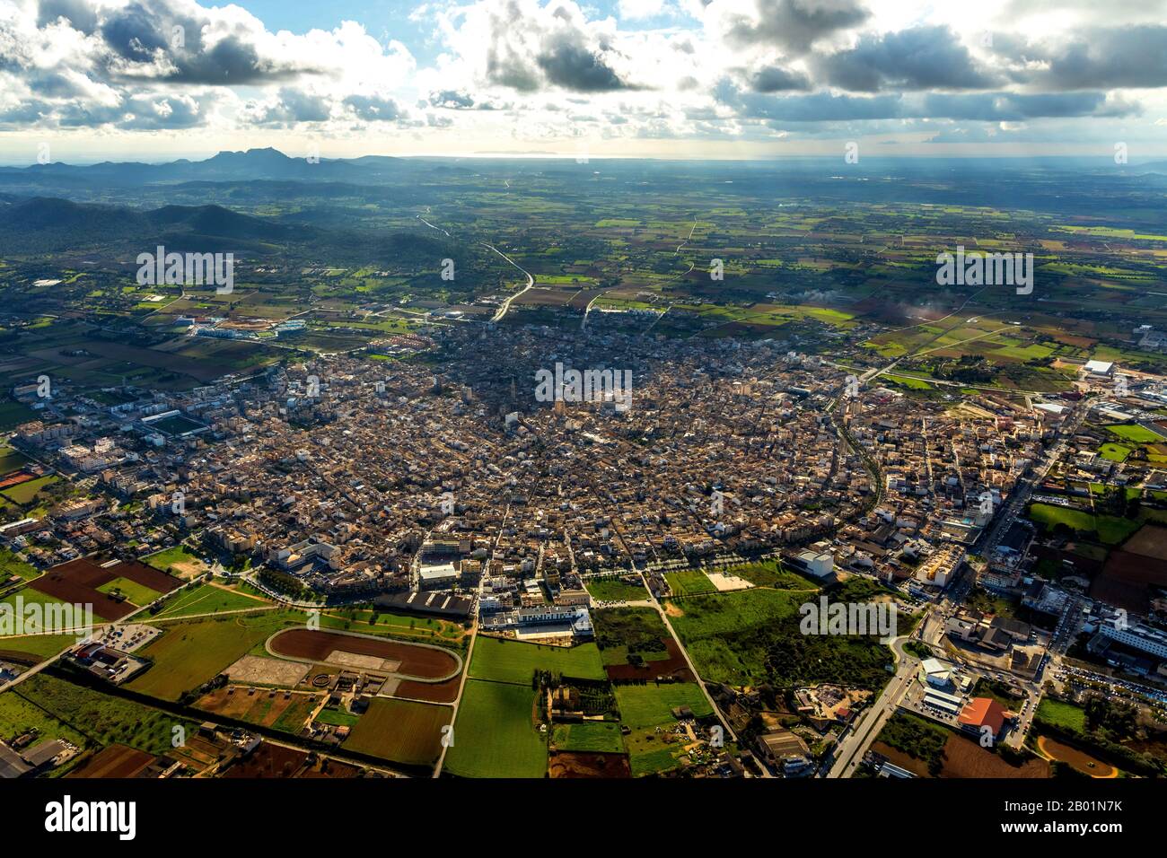 Blick auf Manacor, 09.01.2020, Luftbild, Spanien, Balearen, Mallorca, Manacor Stockfoto