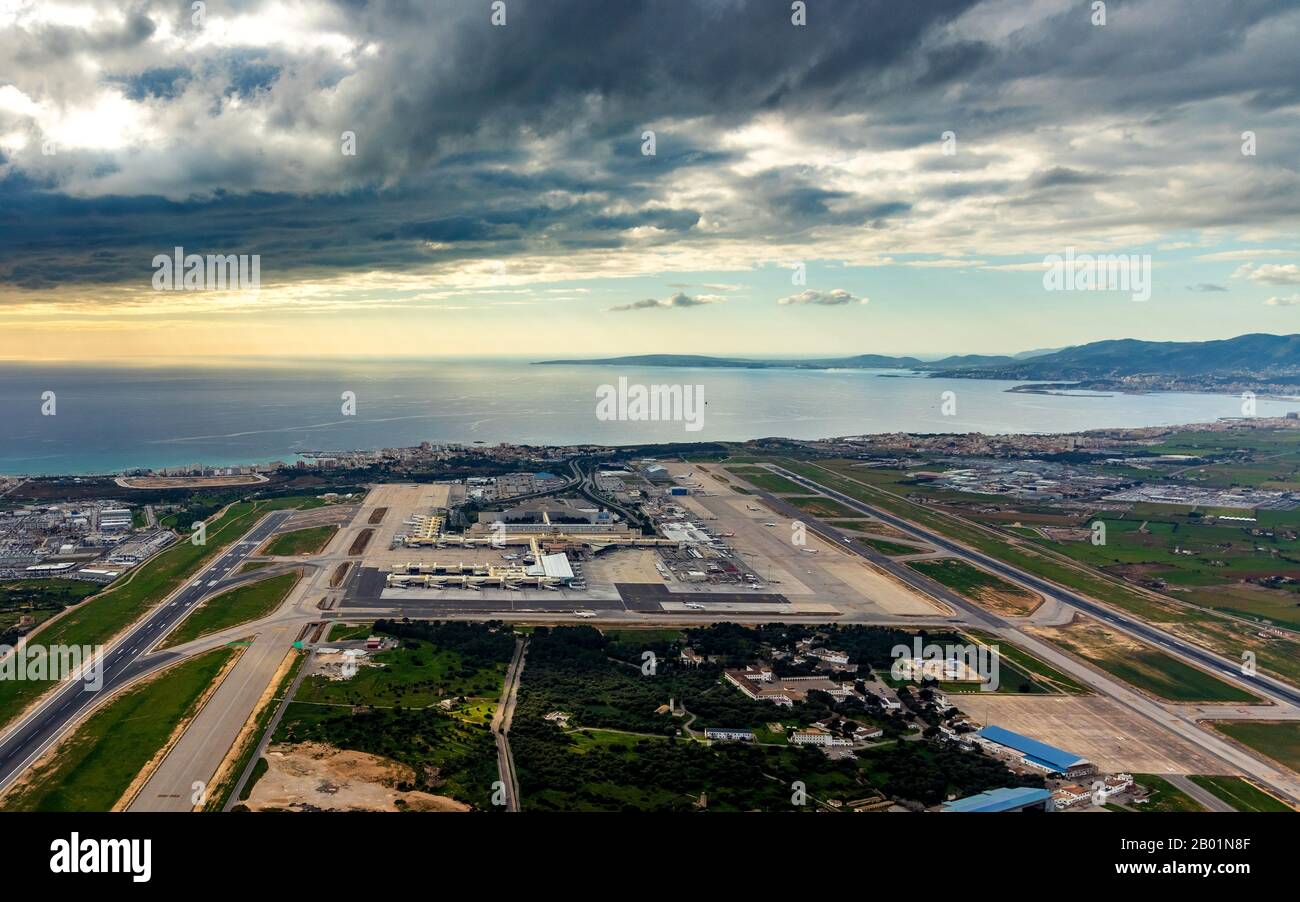 Aeroport de Palma de Mallorca, 09.01.2020, Luftbild, Spanien, Balearen, Mallorca, Palma Stockfoto