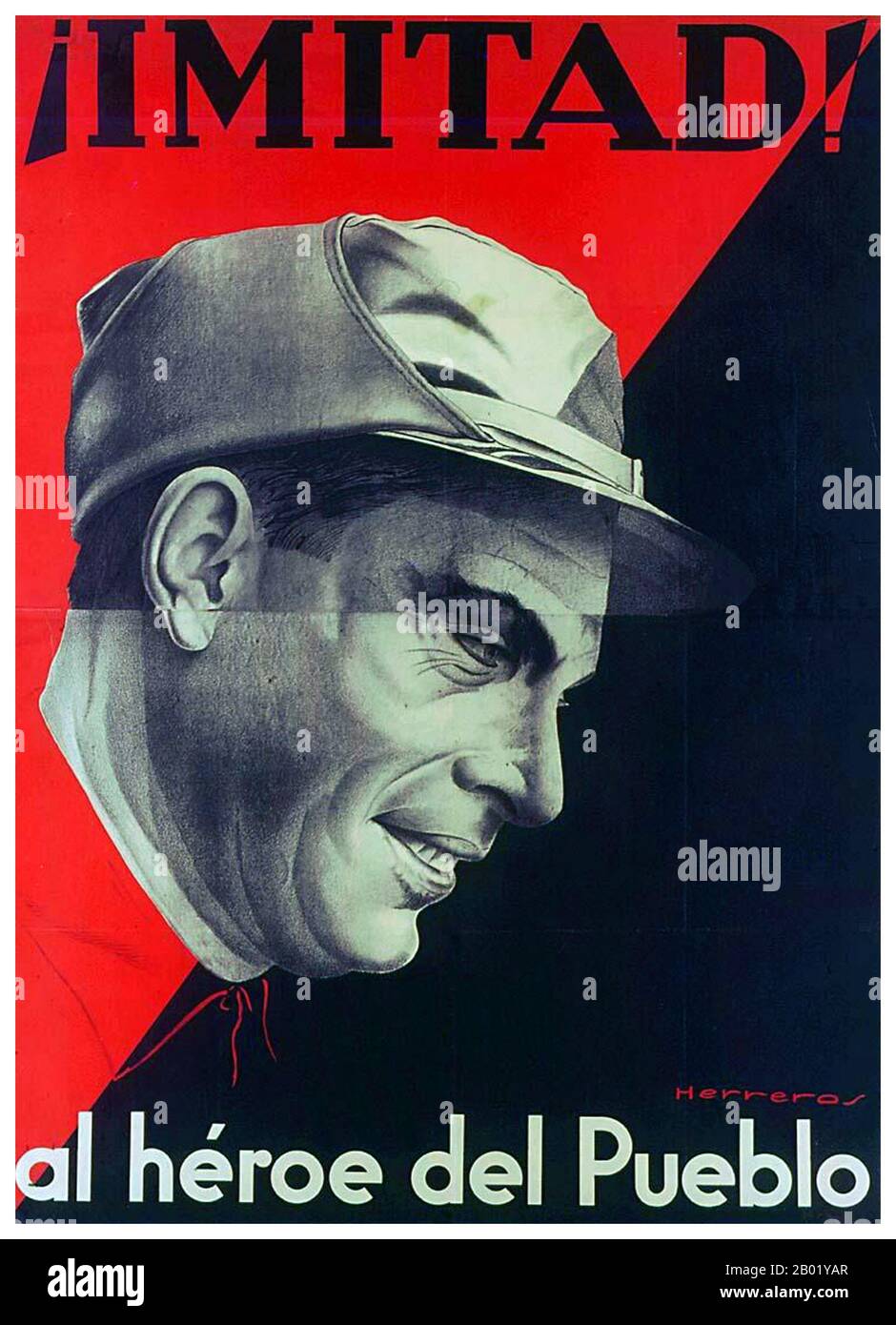 Spanien: Der anarchistische Führer Buenaventura Durruti (14. Juli 1896 bis 20. November 1936), „Held des Volkes“, 1936. José Buenaventura Durruti Dumange war eine zentrale Figur des spanischen Anarchismus in der Zeit vor und einschließlich des Spanischen Bürgerkriegs. Der Anarchismus hat in Spanien historisch mehr Unterstützung und Einfluss gewonnen als anderswo, vor allem vor Francisco Francos Sieg im Spanischen Bürgerkrieg von 1936 bis 1939. Stockfoto