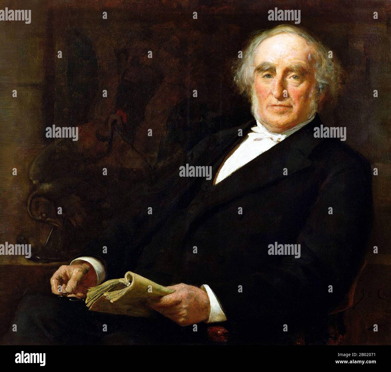 Schottland/China: James Legge (20. Dezember 1815 bis 29. November 1897), erster chinesischer Professor an der Universität Oxford und bekannter Sinologe. Ölgemälde auf Leinwand von James Elder Christie (1847–1914), Ende des 19. Jahrhunderts. James Legge war ein bekannter schottischer Sinologe, ein schottischer Kongregationalist, Vertreter der London Missionary Society in Malakka und Hongkong (R. 1840–1873) und erster Professor für Chinesisch an der Oxford University (R. 1876–1897). Gemeinsam mit Max Müller erstellte er die monumentale Reihe Sacred Books of the East, die zwischen 1879 und 1891 in 50 Bänden erschien. Stockfoto