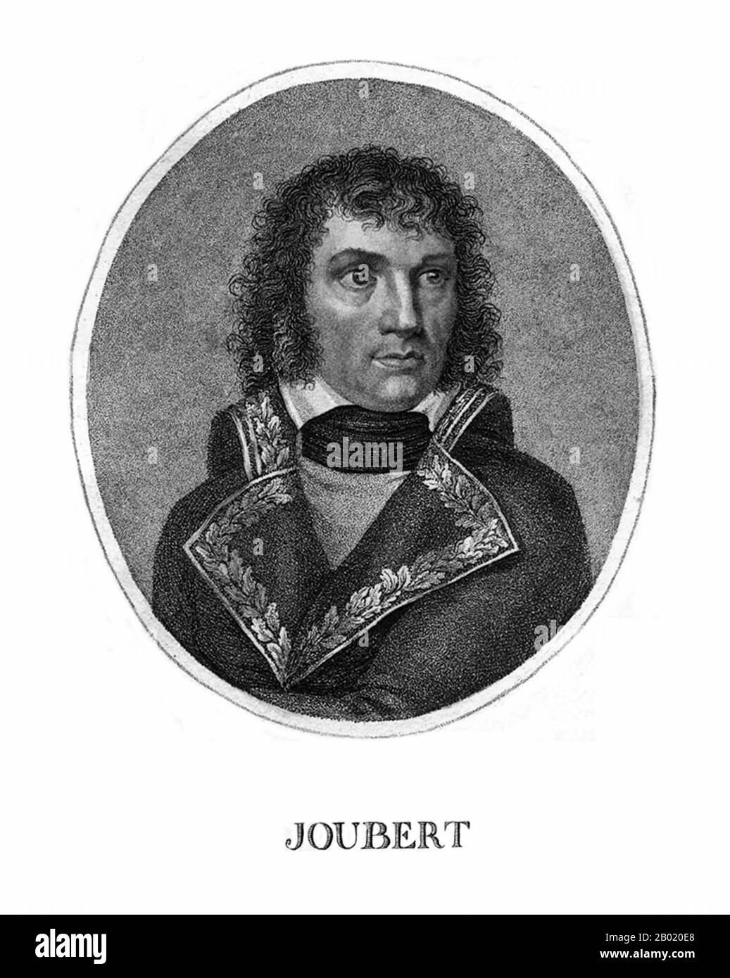 Frankreich: Joseph Joubert (* 7. Mai 1754 bis 4. Mai 1824), französischer Moralist, Essayist und Philosoph, 18. Bis 19. Jahrhundert. Joseph Joubert war ein französischer Moralist und Essayist, der sich heute weitgehend an seine Pensées (Gedanken) erinnert, die posthum veröffentlicht wurden. Im Alter von 14 Jahren besuchte Joubert ein religiöses College in Toulouse, wo er später bis 1776 lehrte. 1778 ging er nach Paris, wo er unter anderem D’Alembert und Diderot traf und sich später mit dem jungen Schriftsteller und Diplomaten Chateaubriand anfreundet. Er wechselte zwischen Paris mit seinen Freunden und dem Leben auf dem Land. Stockfoto