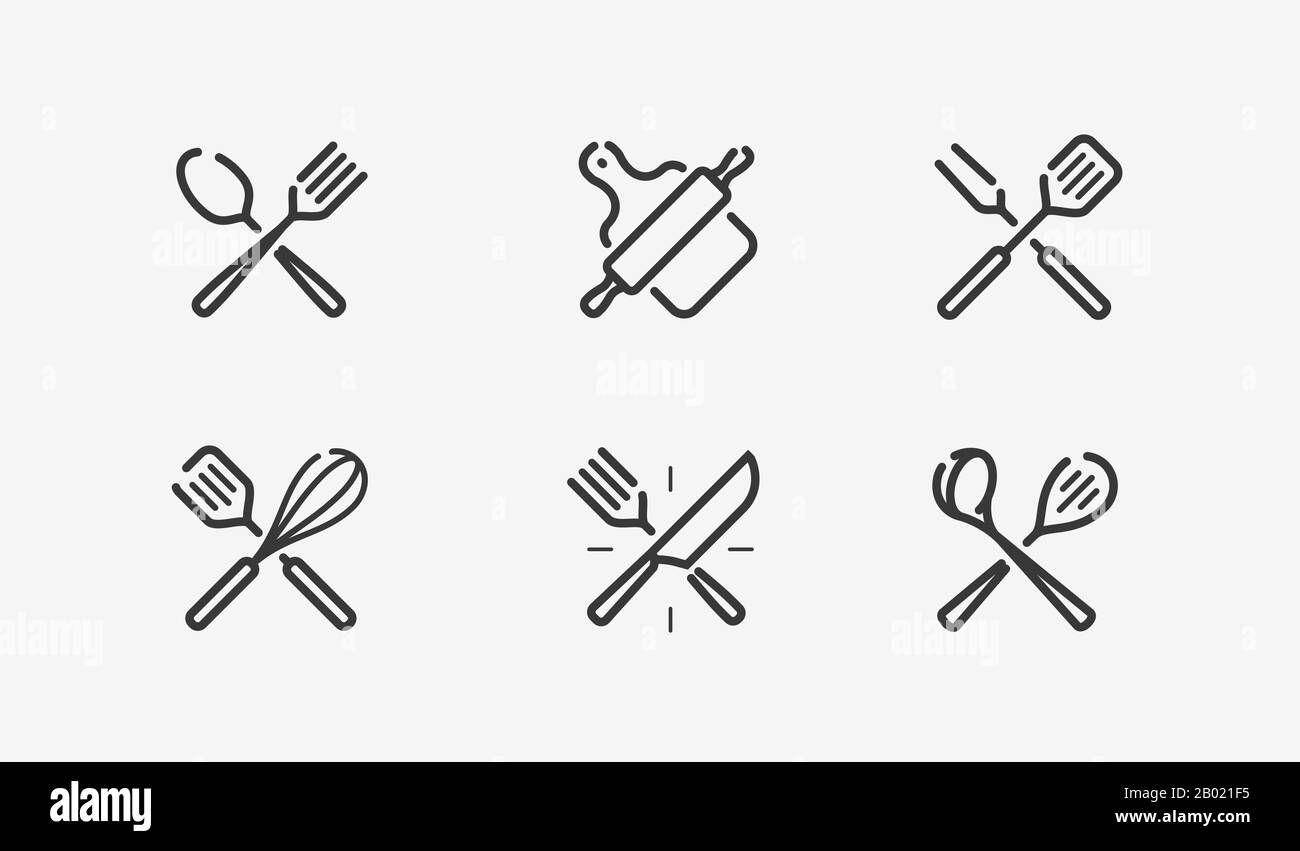 Symbol für Kochen eingestellt. Kulinarisch, Restaurant, Menü, Symbol. Vektor Stock Vektor