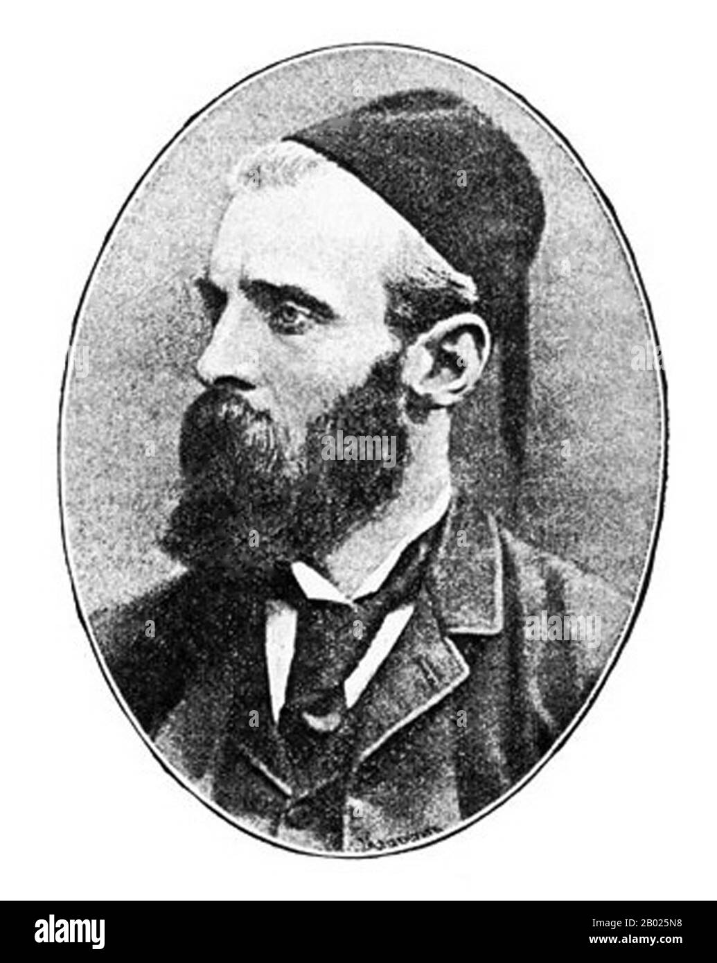 Vereinigtes Königreich: William Henry Quilliam (10. April 1856 bis 23. April 1932), alias Abdullah Quilliam und später Haroun Mustapha Leon, islamischer Konvertit des 19. Jahrhunderts, bekannt für die Gründung Englands erste Moschee und islamisches Zentrum. William Quilliam wurde 1856 in Liverpool als Sohn einer wohlhabenden Manx-Familie geboren. 1878 begann er als Rechtsanwalt und baute eine erfolgreiche Anwaltspraxis in Liverpool auf. Quilliam wurde als Methodist erzogen, konvertierte aber zum Islam, nachdem er Marokko besucht hatte, um sich im Alter von 17 Jahren von einer Krankheit zu erholen. Nach seiner Rückkehr nach Liverpool begann er, den Islam in Großbritannien als Abdullah Quilliam zu fördern. Stockfoto Vereinigtes Königreich: William Henry Quilliam (10. April 1856 bis 23. April 1932), alias Abdullah Quilliam und später Haroun Mustapha Leon, islamischer Konvertit des 19. Jahrhunderts, bekannt für die Gründung Englands erste Moschee und islamisches Zentrum. William Quilliam wurde 1856 in Liverpool als Sohn einer wohlhabenden Manx-Familie geboren. 1878 begann er als Rechtsanwalt und baute eine erfolgreiche Anwaltspraxis in Liverpool auf. Quilliam wurde als Methodist erzogen, konvertierte aber zum Islam, nachdem er Marokko besucht hatte, um sich im Alter von 17 Jahren von einer Krankheit zu erholen. Nach seiner Rückkehr nach Liverpool begann er, den Islam in Großbritannien als Abdullah Quilliam zu fördern. Stockfoto