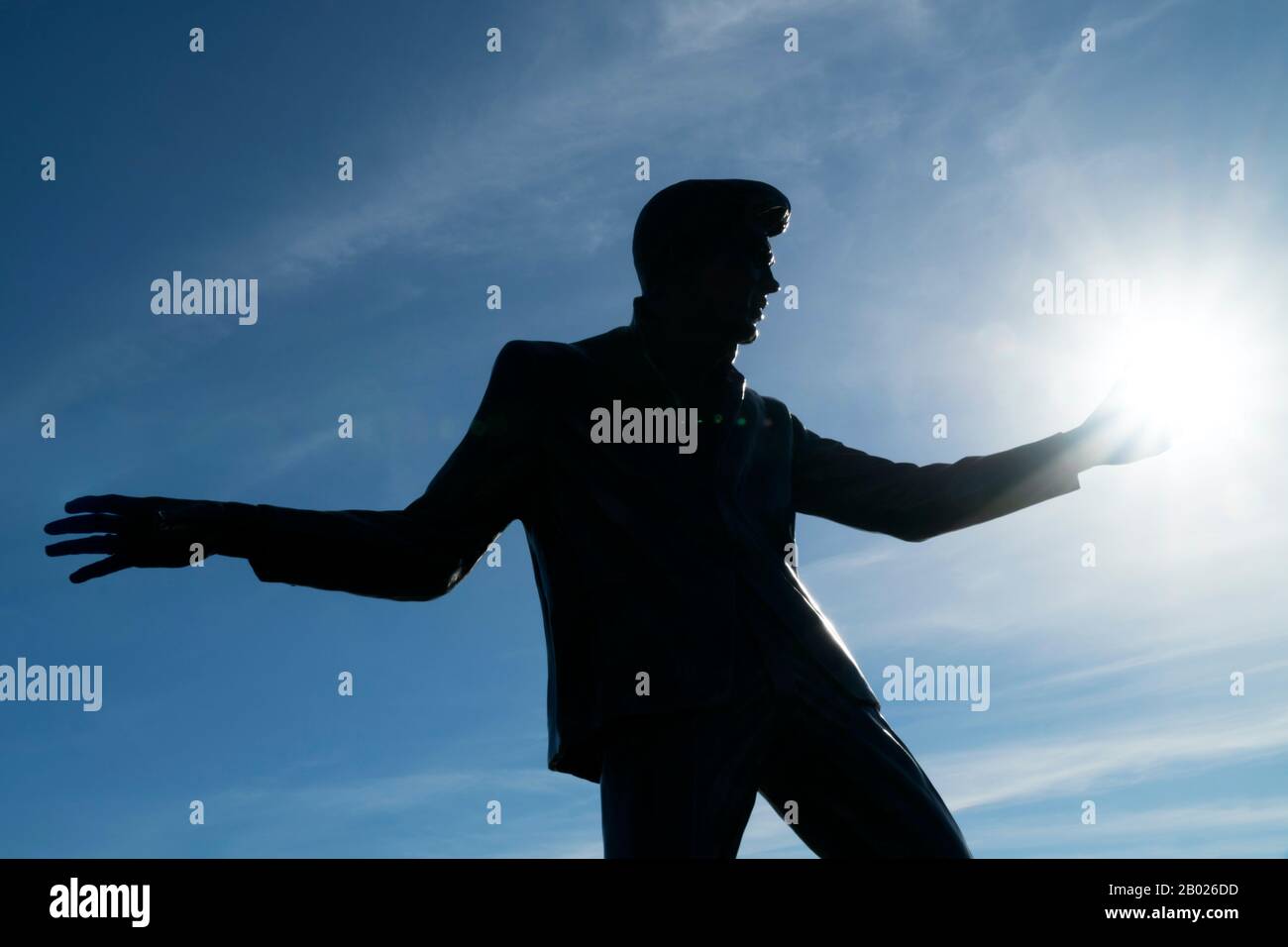 Billy Fury Skulptur von Tom Murphy am Albert Dock, Liverpool, England Stockfoto