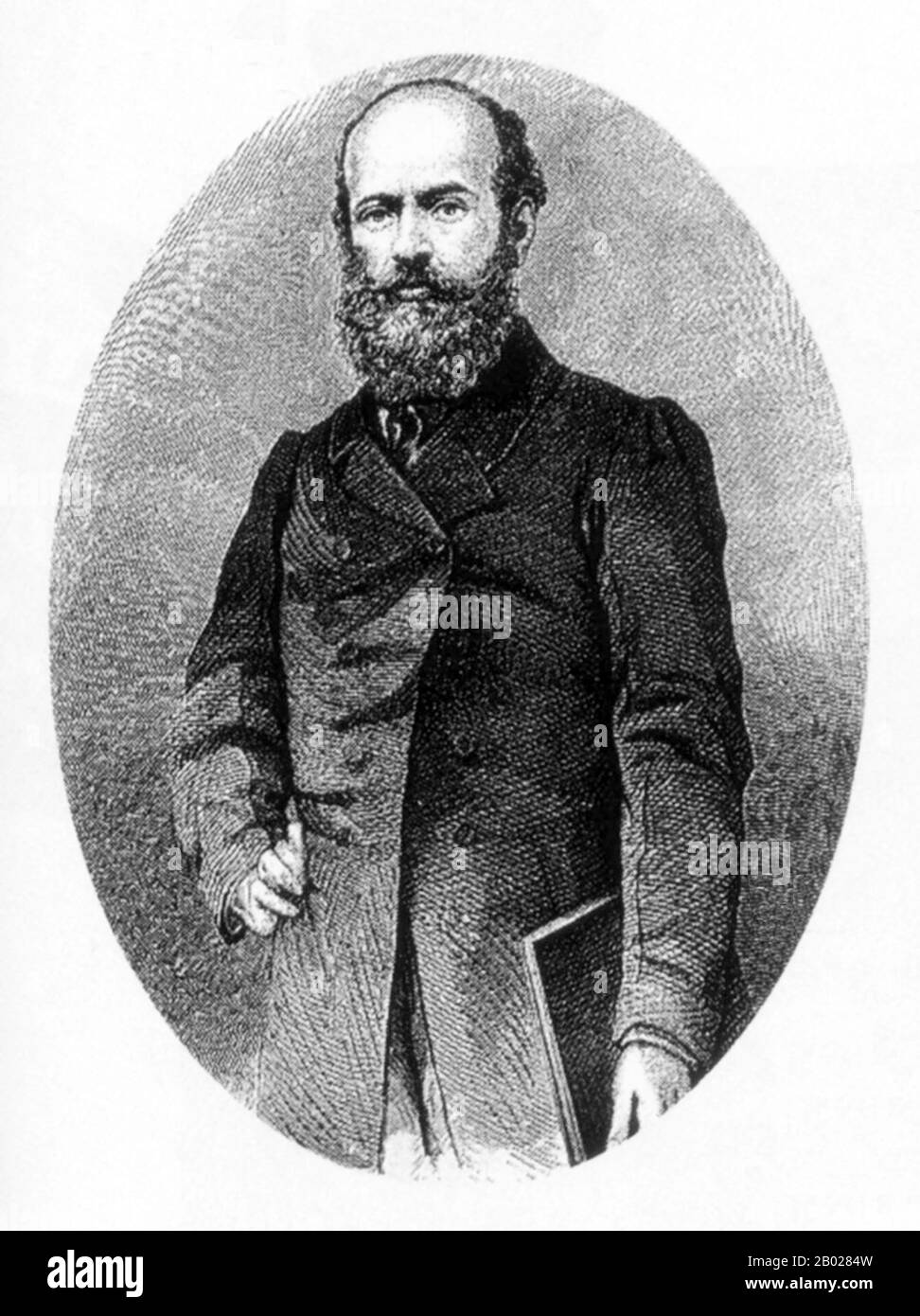 Frankreich/Indochina: Henri Mouhot (15. Mai 1826 bis 10. November 1861), französischer Entdecker und Naturforscher. Zeichnung von Henri Rousseau (21. Mai 1844 - 2. September 1910) aus einer Fotografie, um 1863. Alexandre Henri Mouhot war ein französischer Naturforscher und Entdecker der Mitte des 19. Jahrhunderts. Er wurde in Montbéliard, Doubs, Frankreich, geboren, verbrachte aber seine Kindheit in Russland und möglicherweise in Teilen Asiens. Er starb in der Nähe von Naphan, Laos. Er ist hauptsächlich in Verbindung mit Angkor bekannt. Mouhot's Grab befindet sich etwas außerhalb von Ban Phanom, östlich von Luang Prabang. Stockfoto