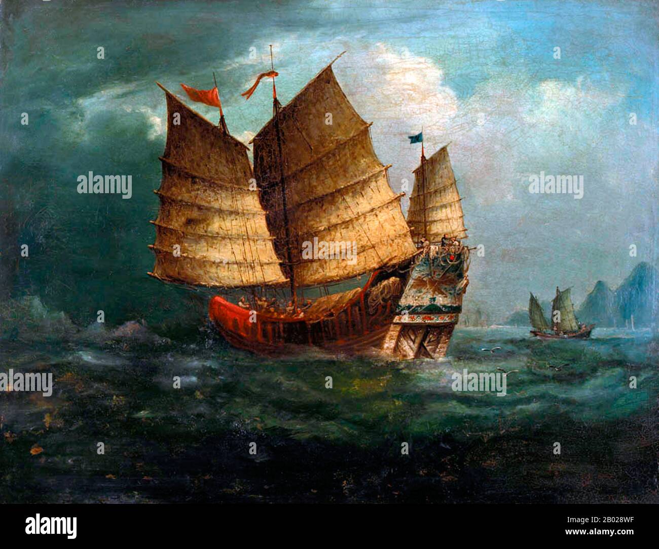 Ein Junk ist ein altes chinesisches Segelschiffdesign, das noch heute verwendet wird. Junks wurden während der Han-Dynastie (206 v. Chr.-220 n. Chr.) entwickelt und wurden bereits im 2. Jahrhundert als Seeschiffe eingesetzt. Sie entwickelten sich in den späteren Dynastien und wurden in ganz Asien für umfangreiche Ozeanfahrten verwendet. Sie wurden in ganz Südostasien und Indien, aber vor allem in China, vielleicht am berühmtesten in Hongkong, gefunden und in geringerer Zahl noch gefunden. Stockfoto